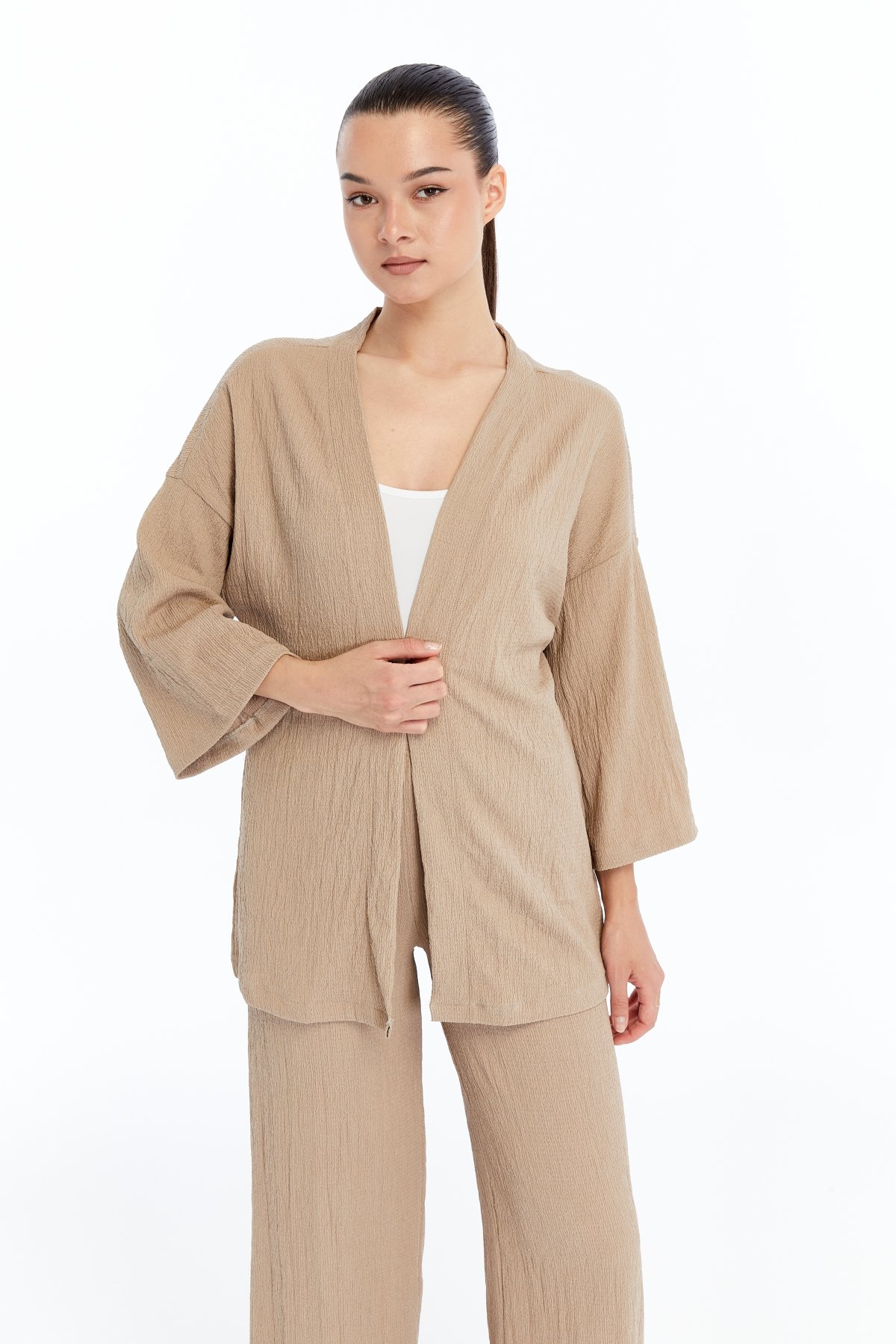 Kadın Bürümcük Kimono Pantolon Takım