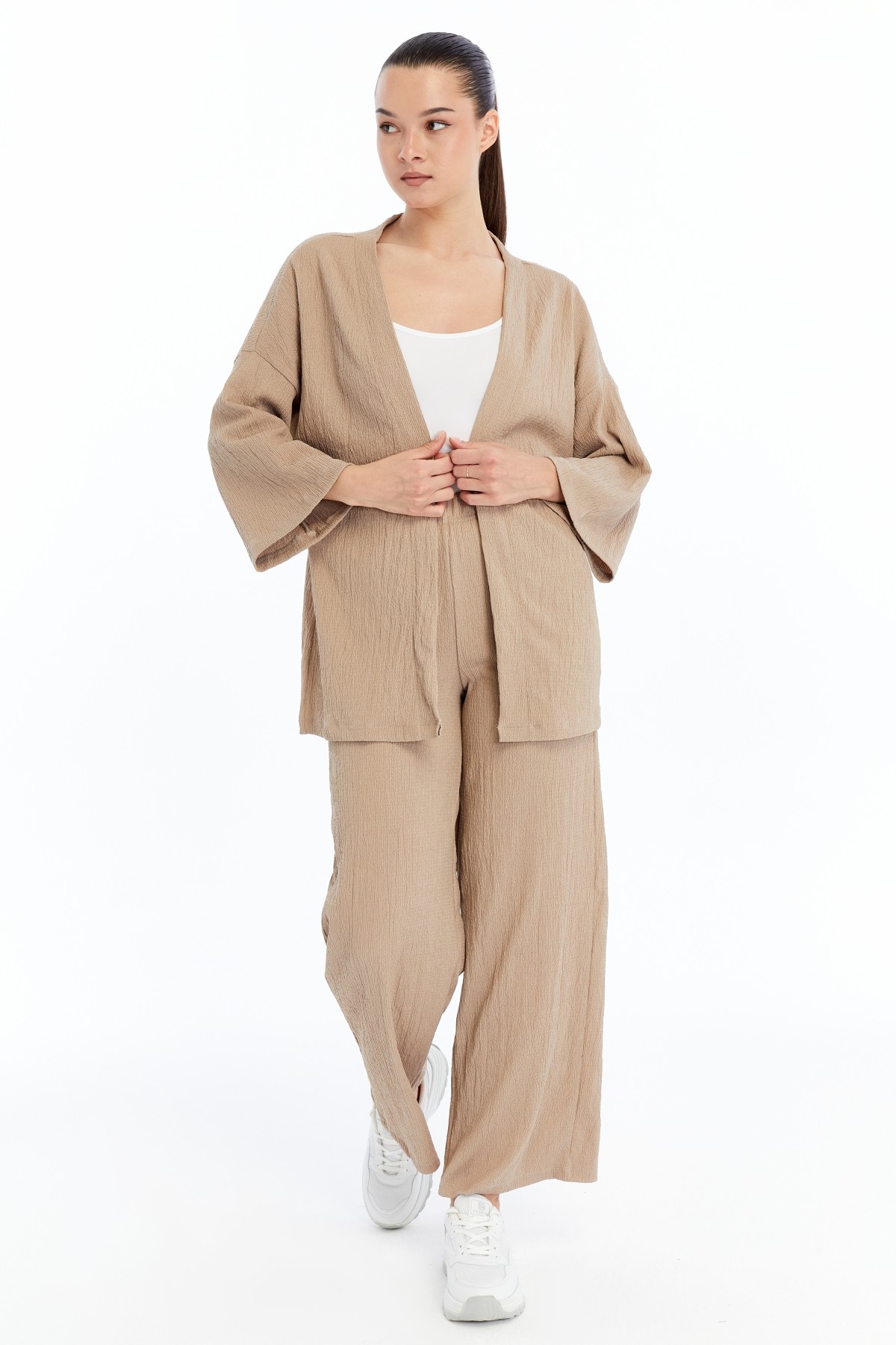 Kadın Bürümcük Kimono Pantolon Takım