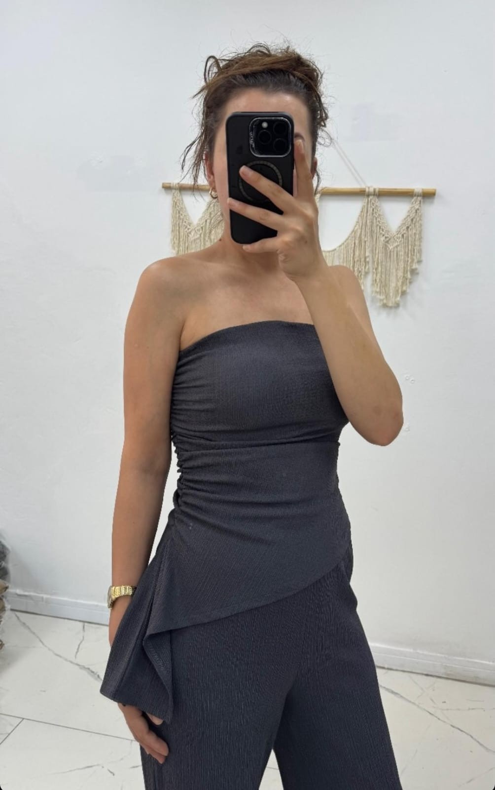 Kadın Takım Straplez Bluz Pantolon Takım