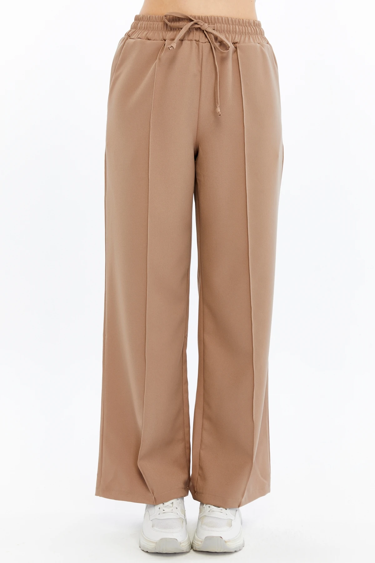 Kadın Beli Lastikli Cepli Palazzo Pantolon