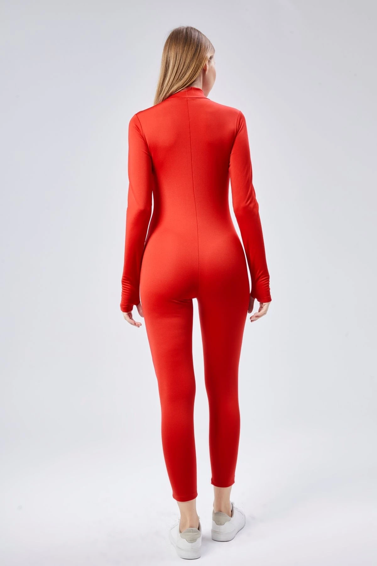 Vücuda Oturan Performans Tulumu - Kırmızı