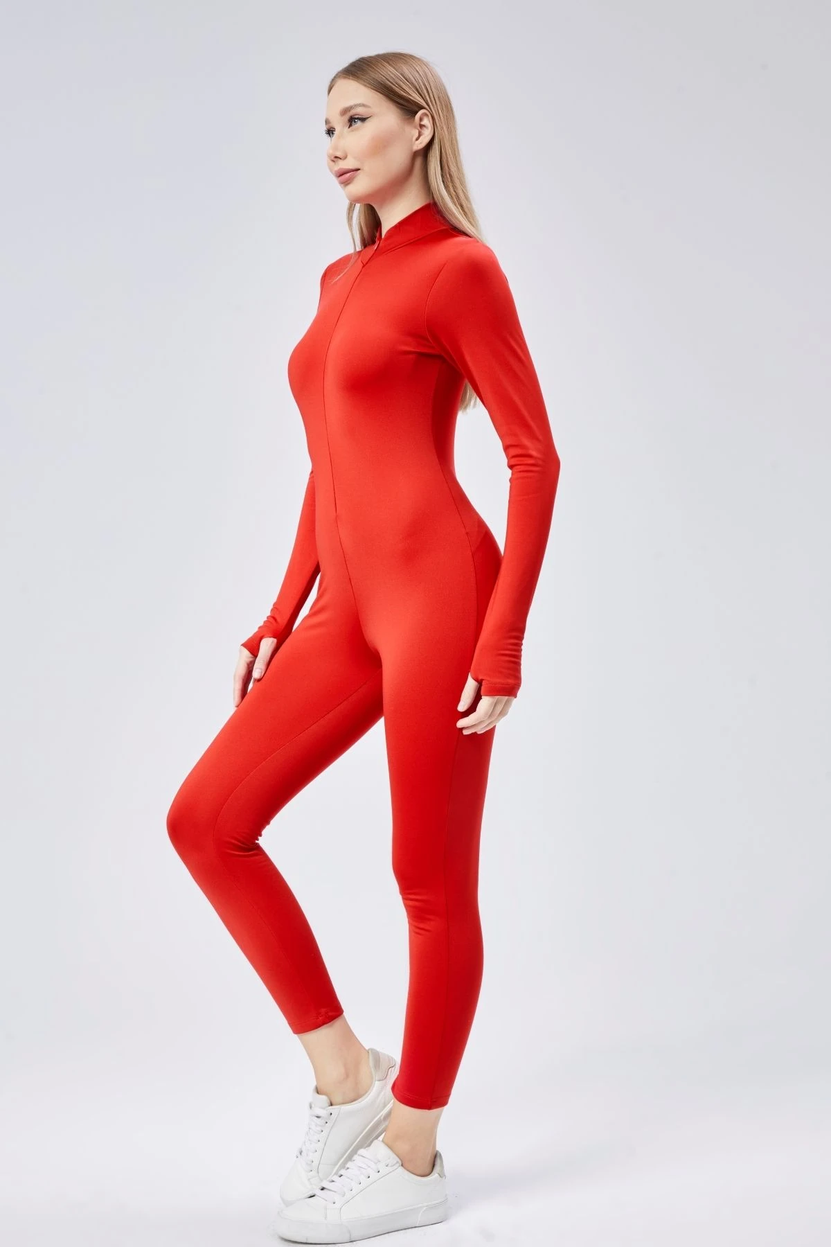 Vücuda Oturan Performans Tulumu - Kırmızı