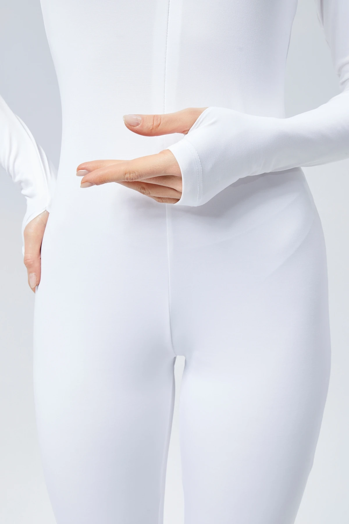 Vücuda Oturan Performans Tulumu - Beyaz