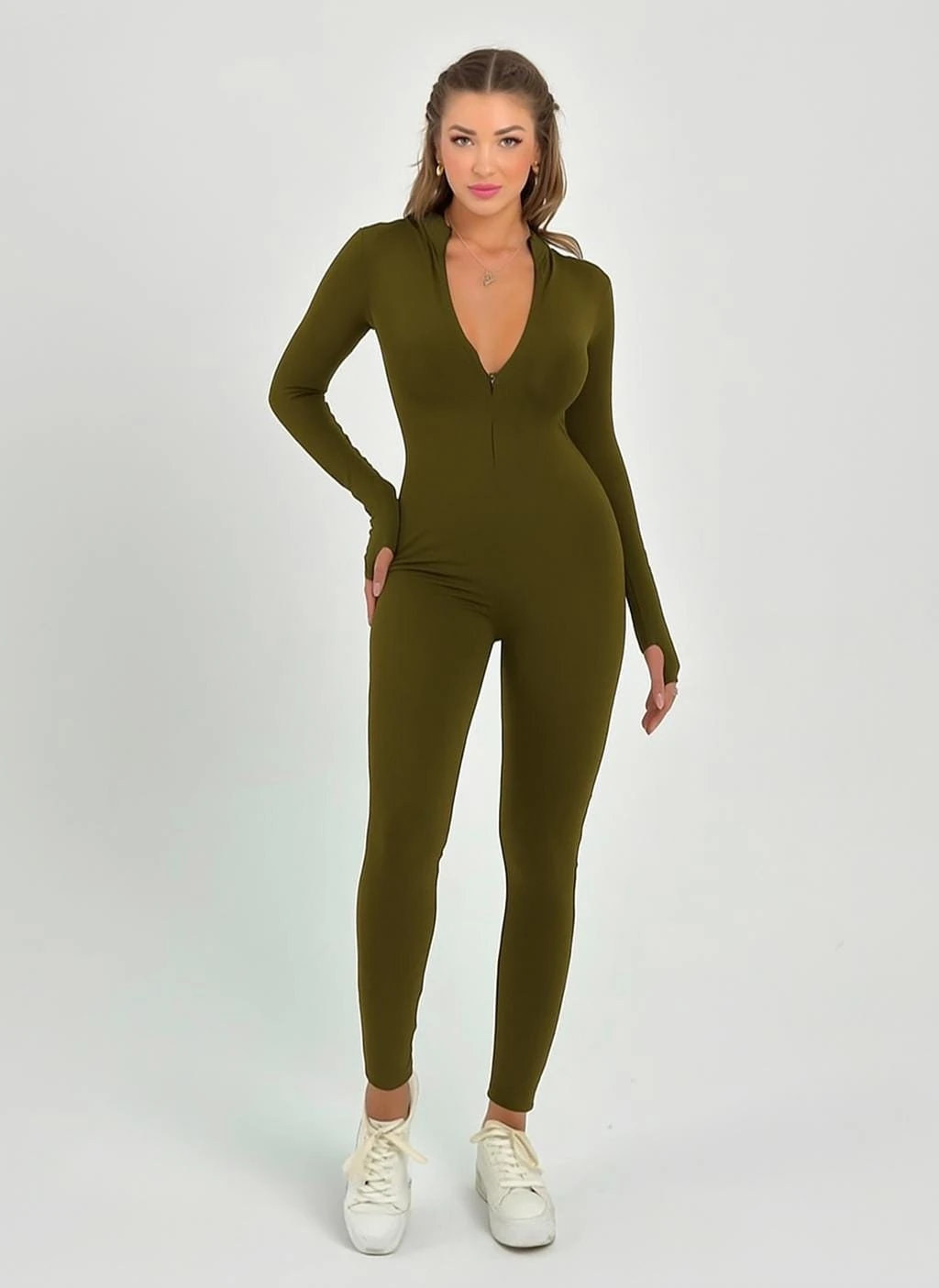 Vücuda Oturan Performans Tulumu - Haki