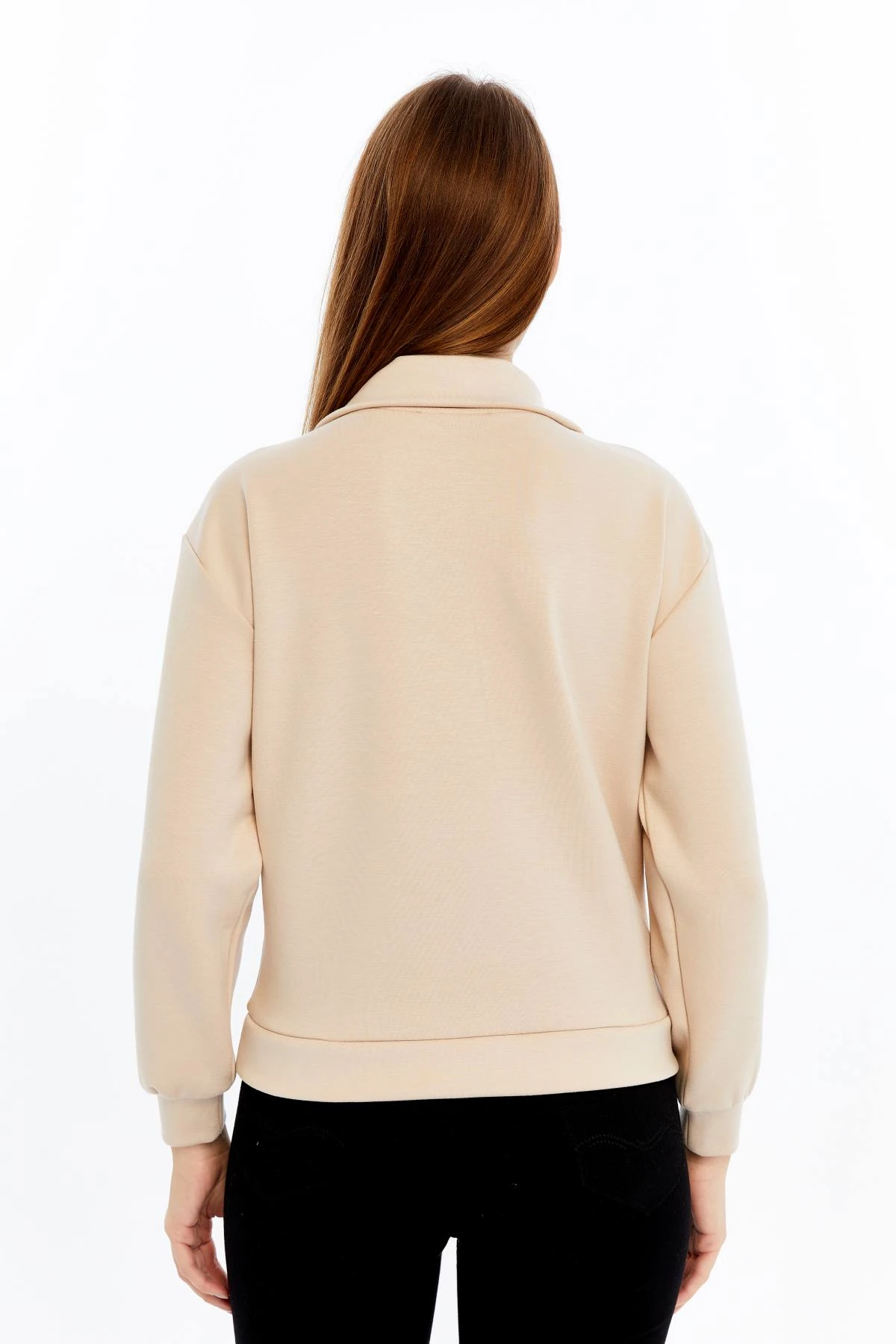 Kadın Sweatshirt Fermuarlı Dik Yaka