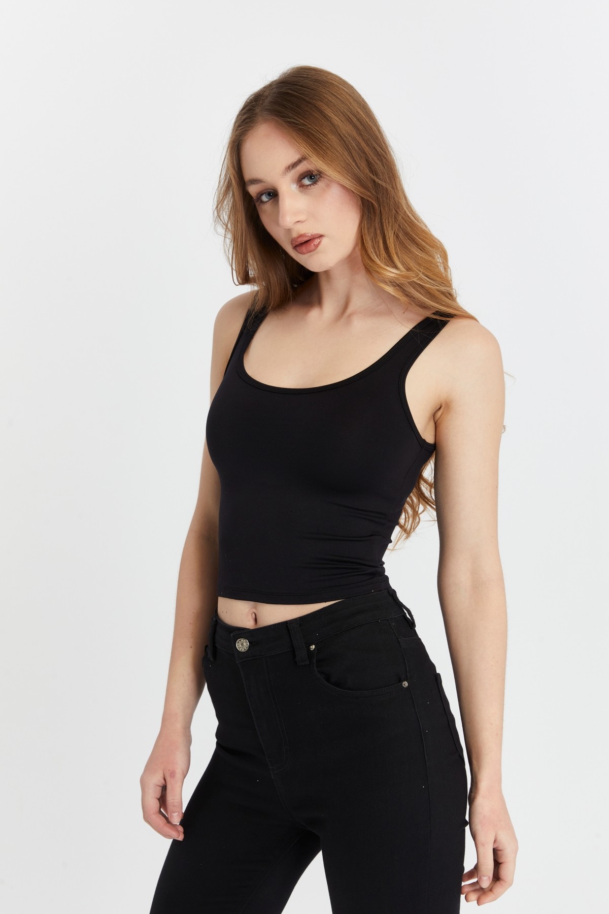 Kadın Geniş Askılı Likralı Body 3 lü Set - Bej