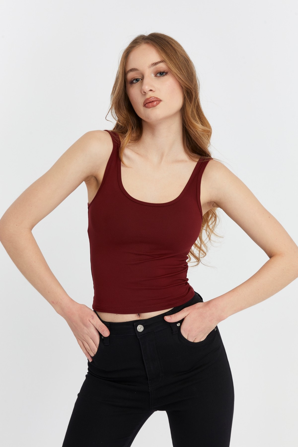 Kadın Geniş Askılı Likralı Body 3 lü Set - Bej