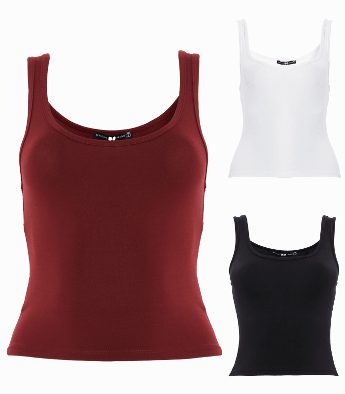 Kadın Geniş Askılı Likralı Body 3 lü Set - Beyaz