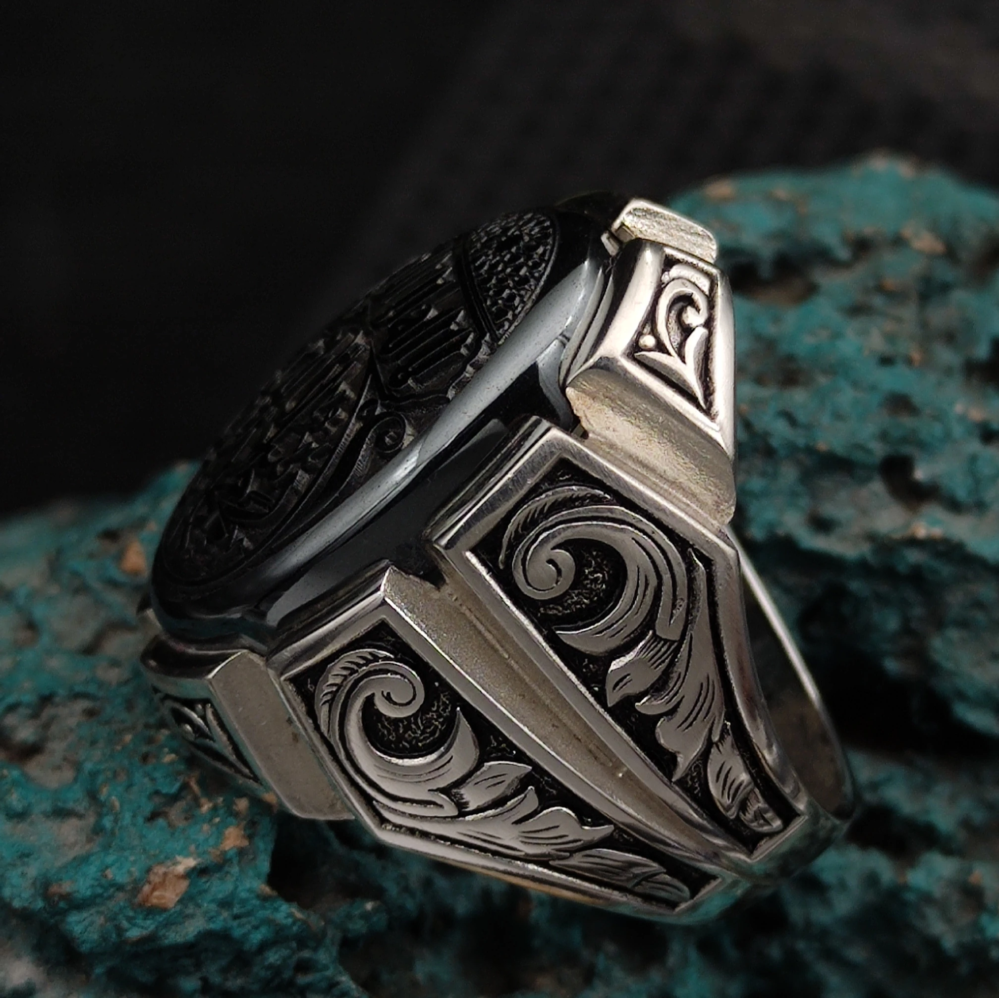 925 Ayar Gümüş Kûfi Sanatlı Kelime-İ Tevhid Yüzük