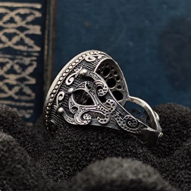 Gümüş üzerine Fatiha Suresi İşlenmiş, 925 Ayar Gümüş Erkek Yüzüğü