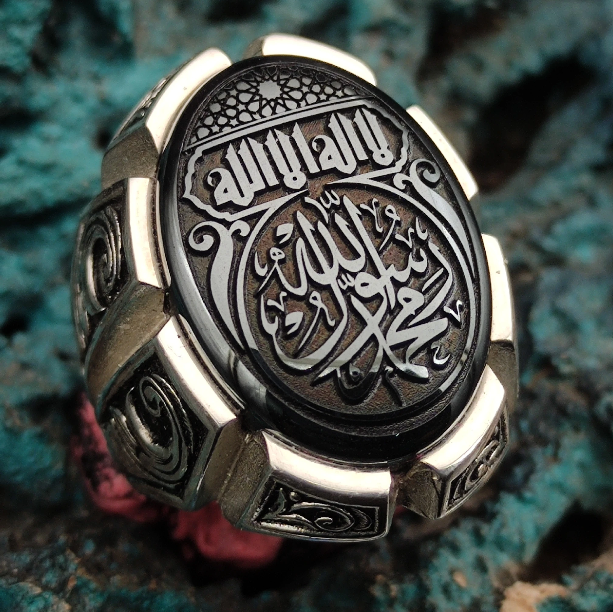 925 Ayar Gümüş Kûfi Sanatlı Kelime-İ Tevhid Yüzük