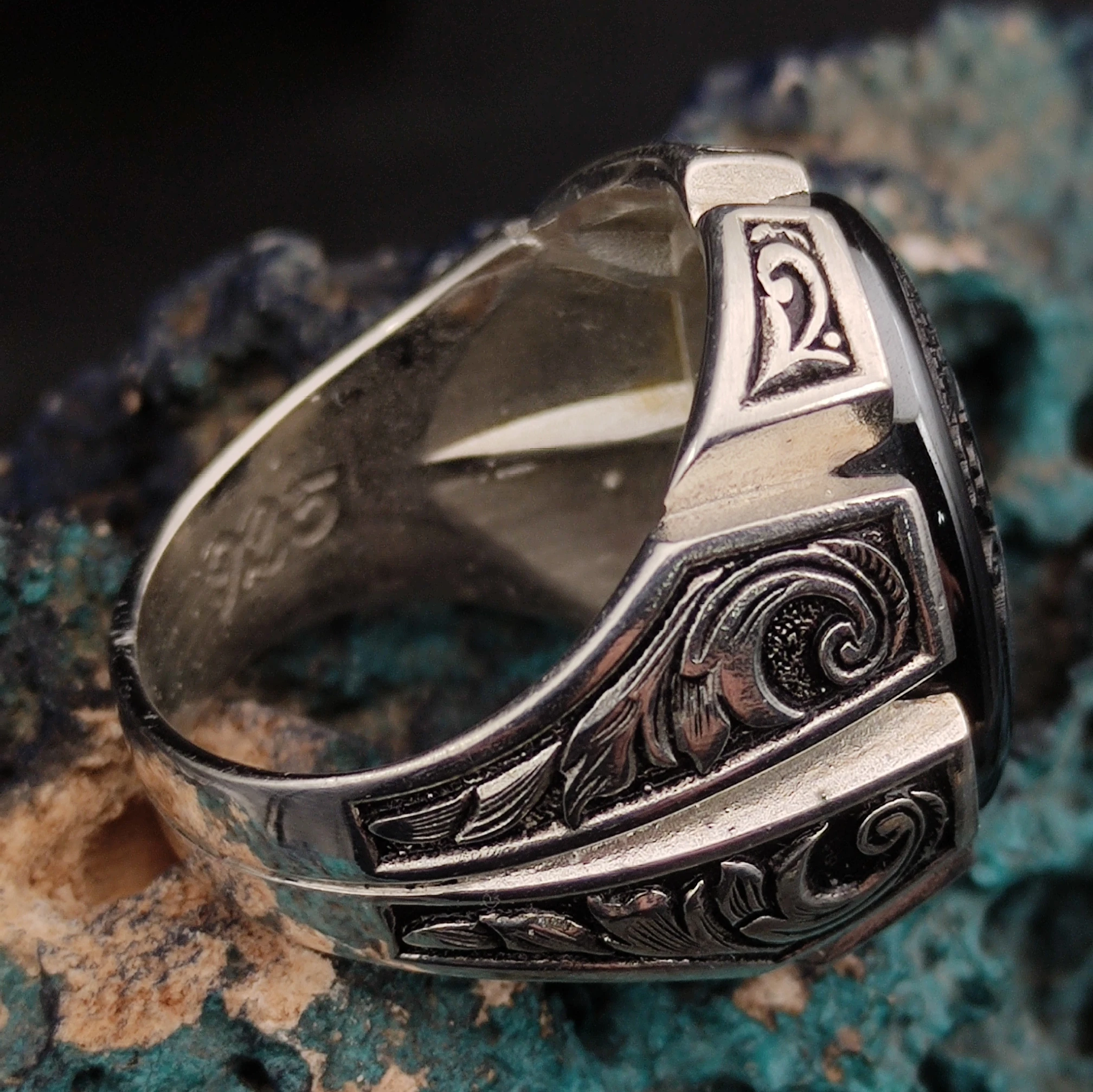 925 Ayar Gümüş Kûfi Sanatlı Kelime-İ Tevhid Yüzük