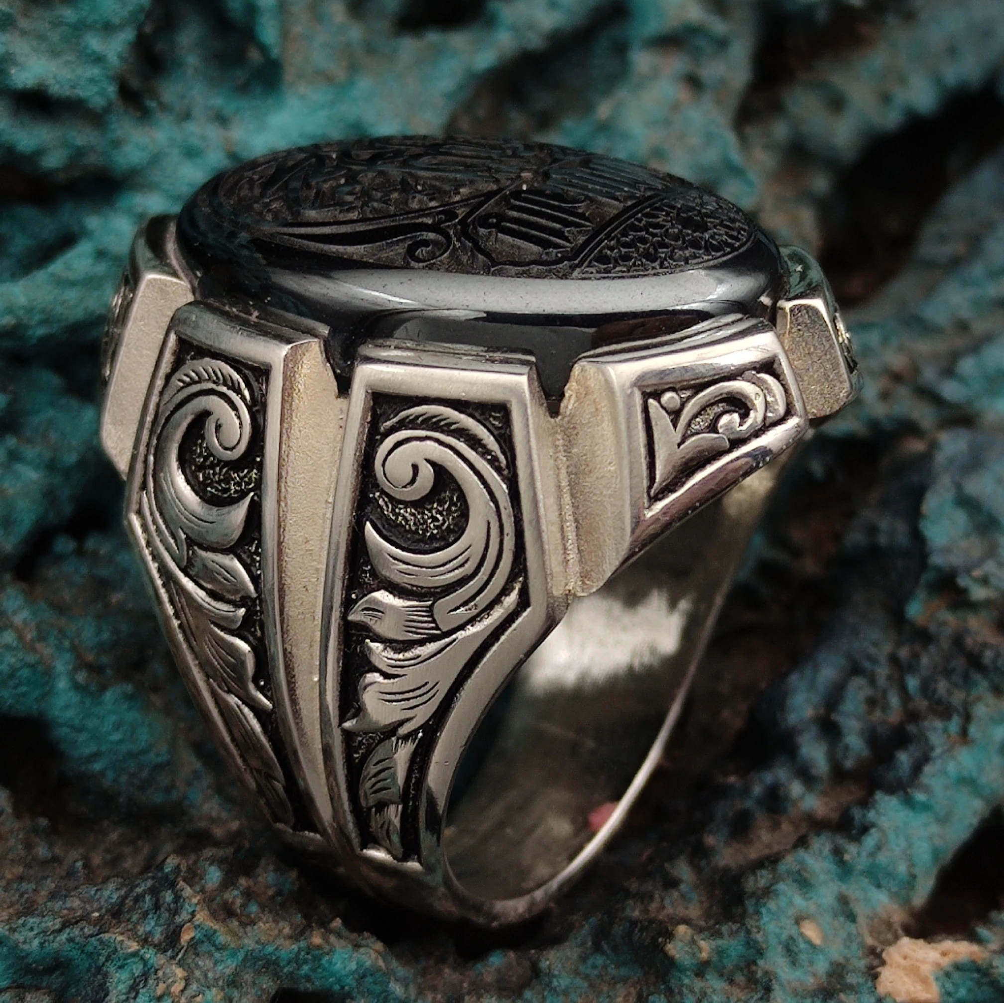 925 Ayar Gümüş Kûfi Sanatlı Kelime-İ Tevhid Yüzük