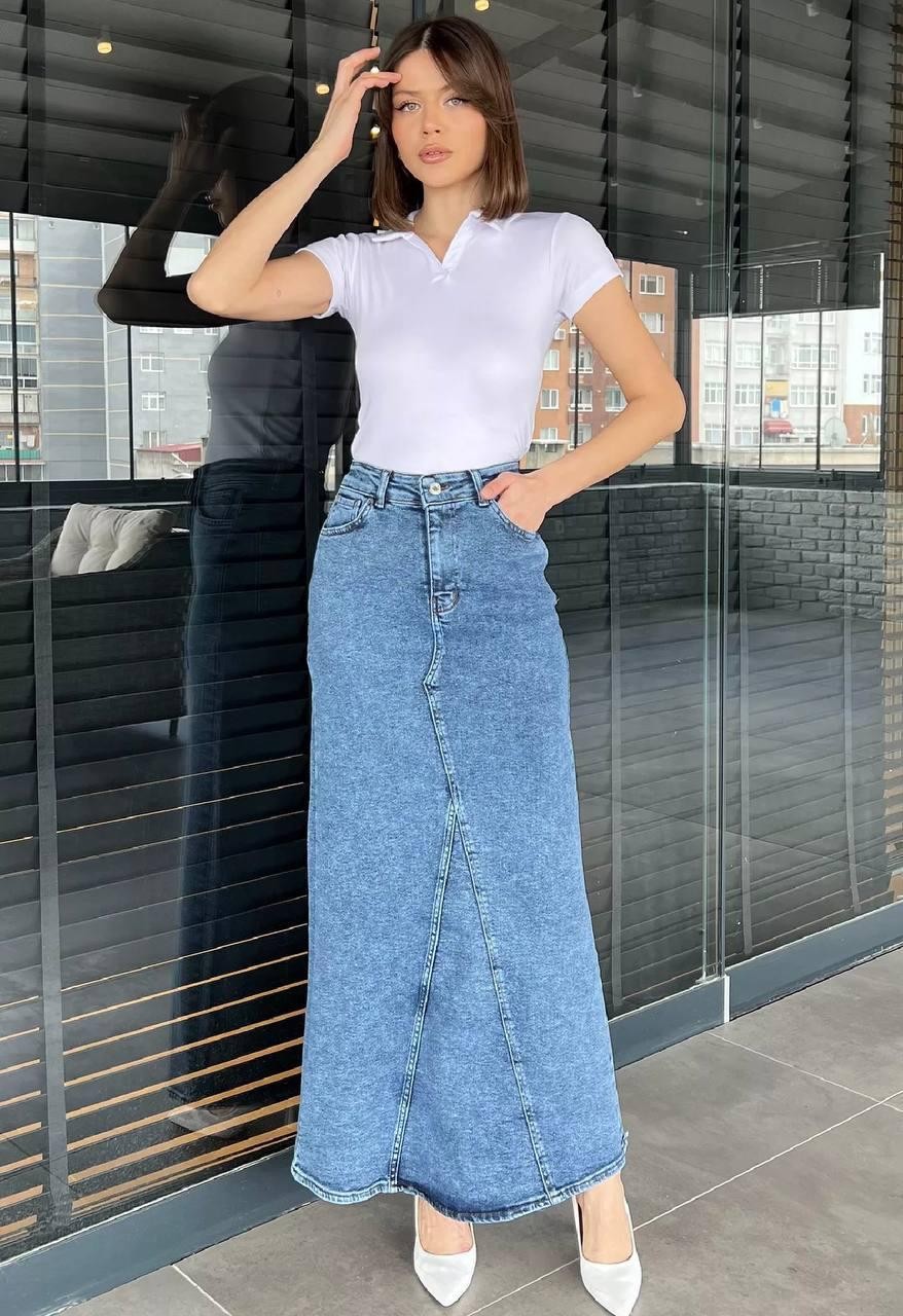 Zalando Likralı Uzun Kot Etek TNS-4427