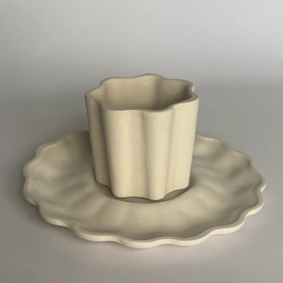 LSET-004 — DALGALI TÜRK KAHVESİ FİNCANI ALÇI KALIP SETİ