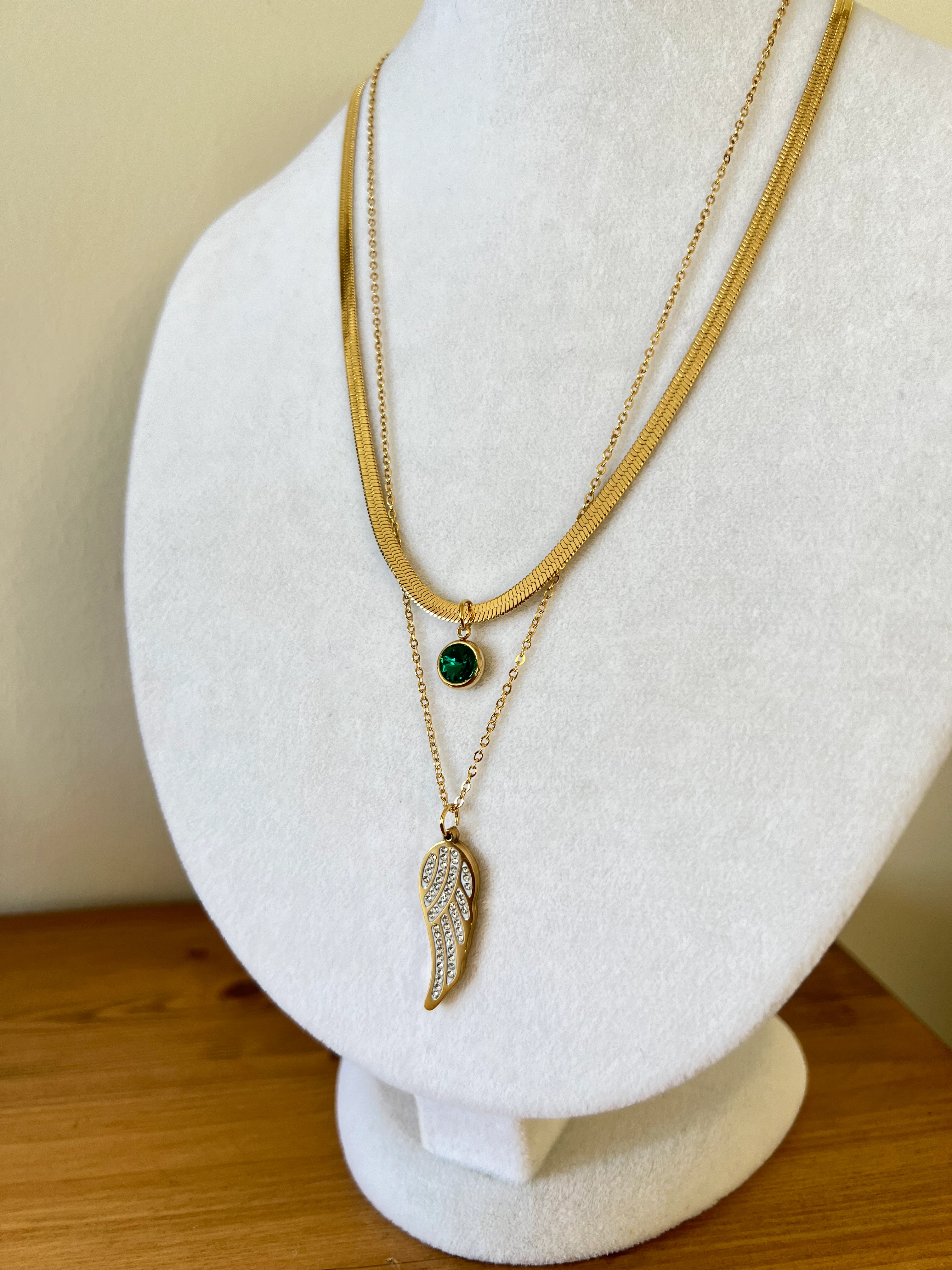 Çift Zincir Kanat Kolye