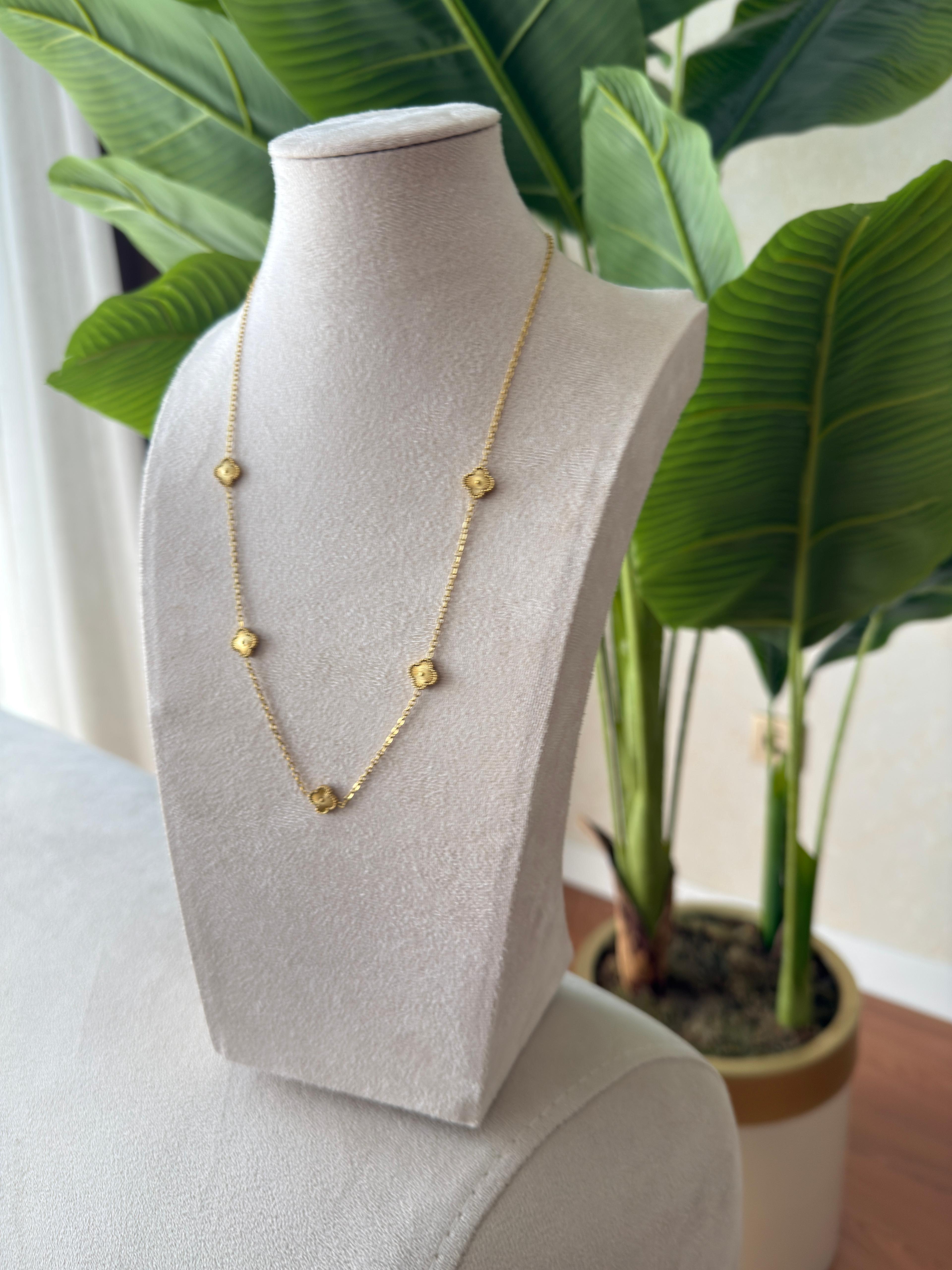 Çelik Gold Yonca Kolye (Çift Taraflı)