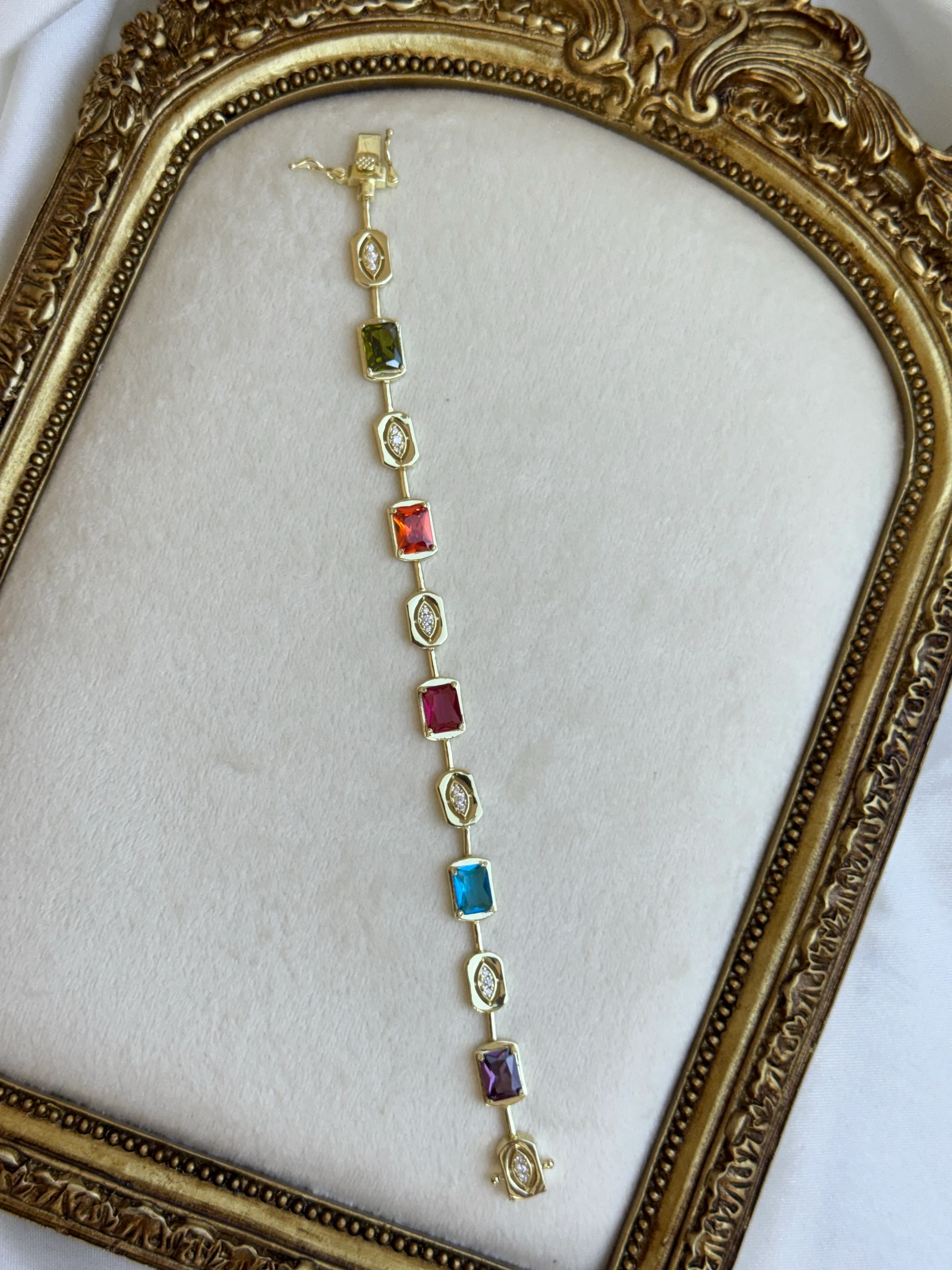 Renkli Taş Kare Bileklik