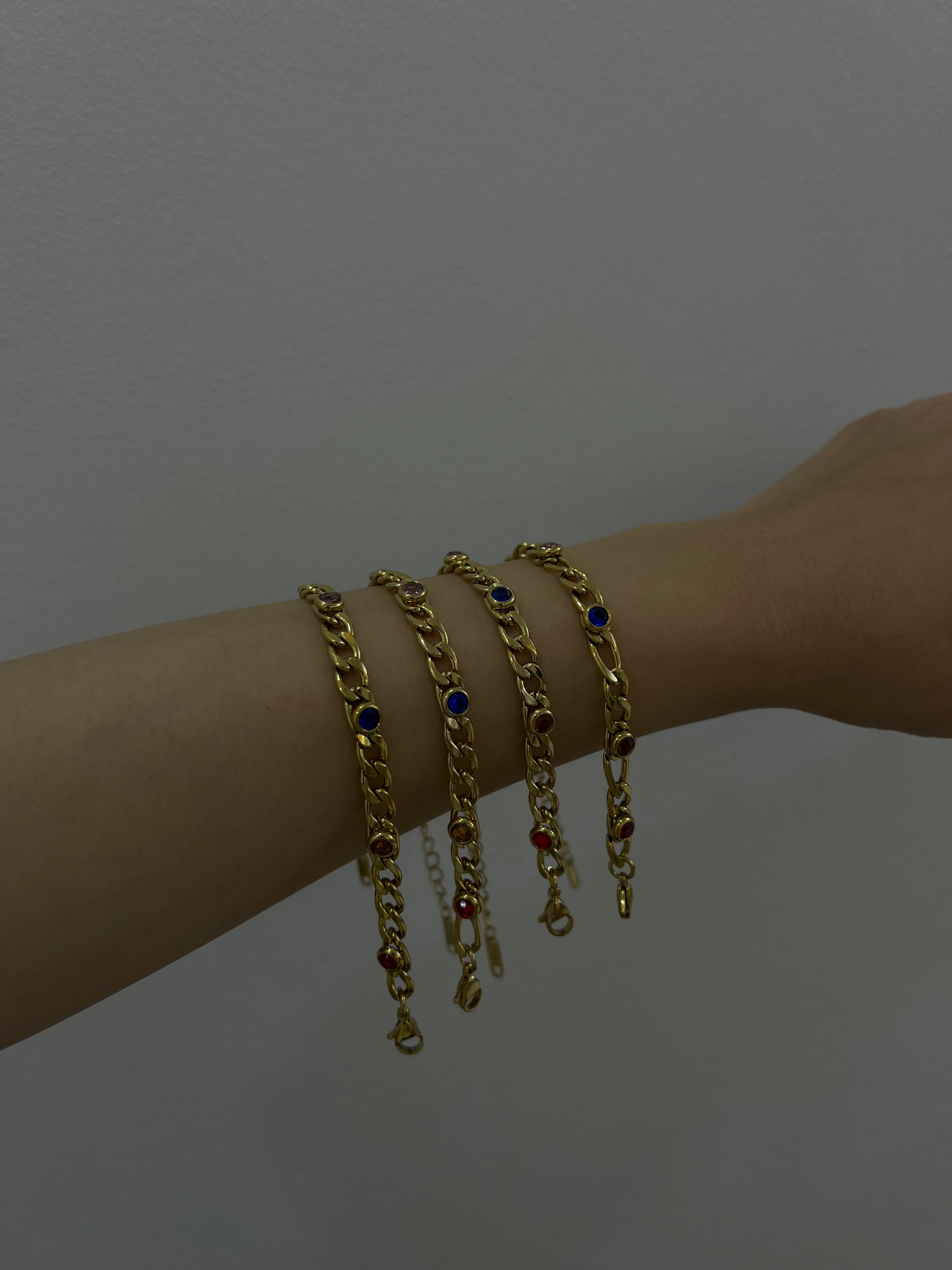 Renkli Taşlı Zincir Bileklik