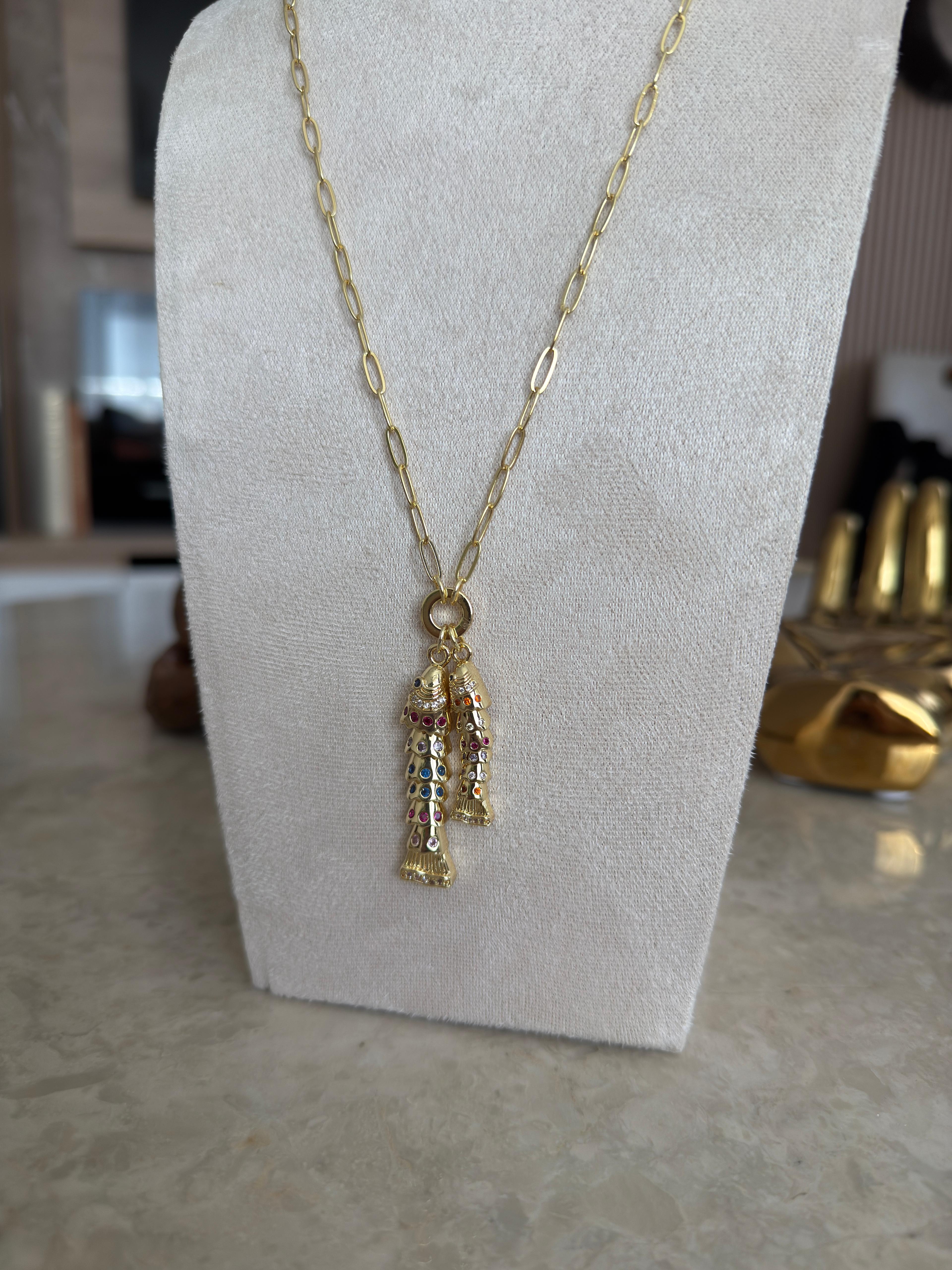 14 K Renkli Balık Kolye