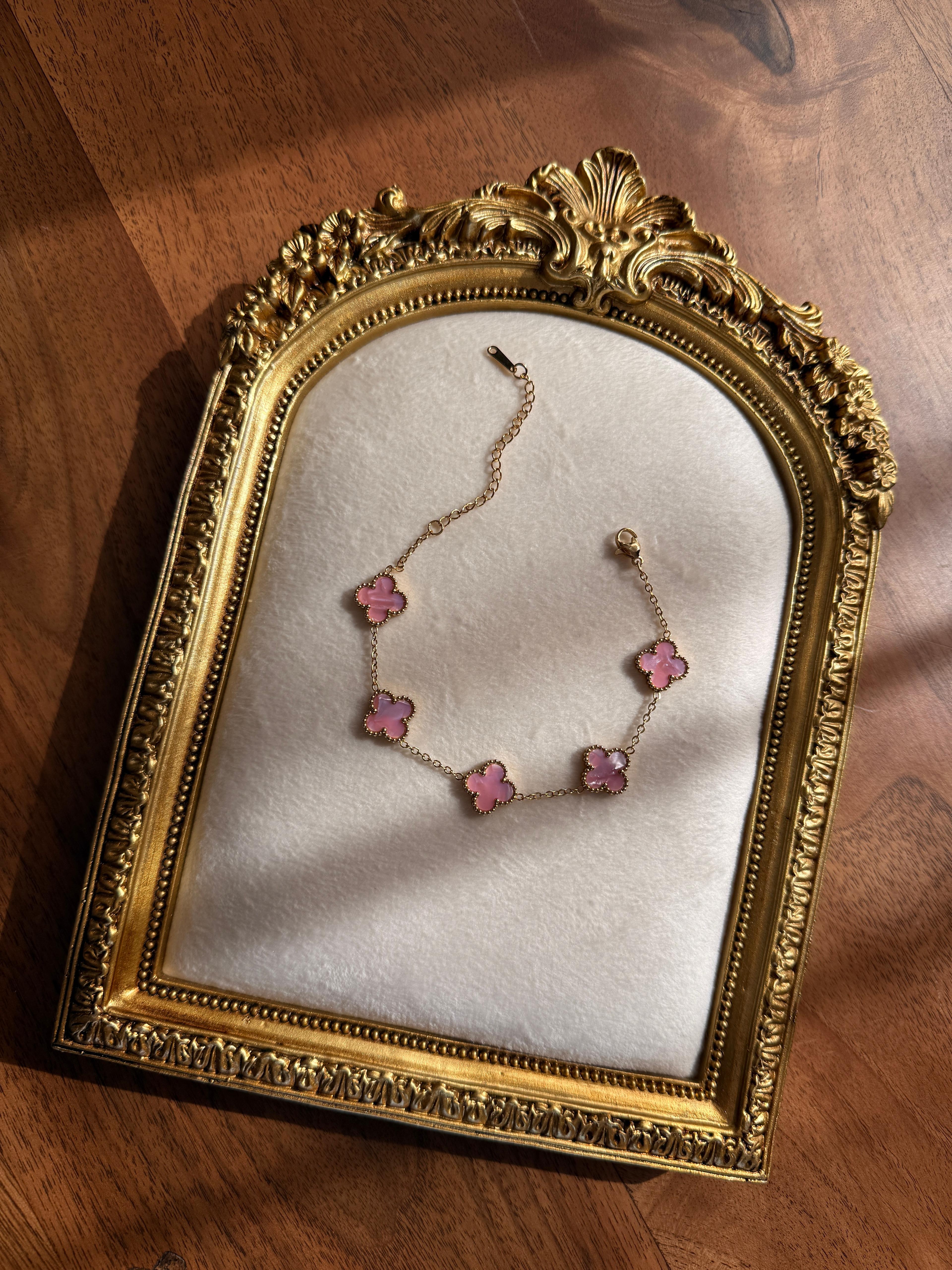 Pembe Yonca Bileklik (Çift taraflı)