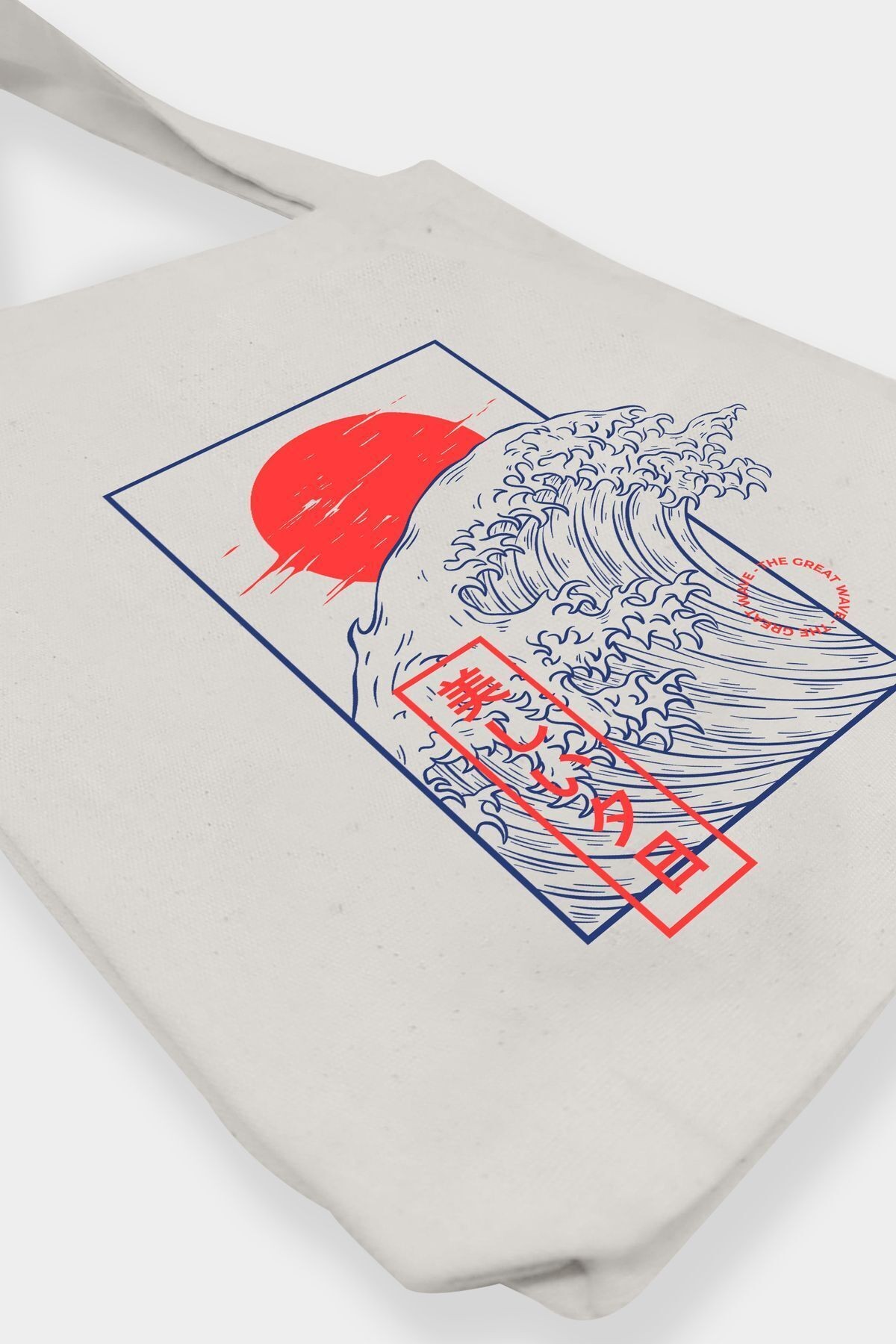 Bezji Wave Baskılı Kanvas Bez Çanta Tote Bag