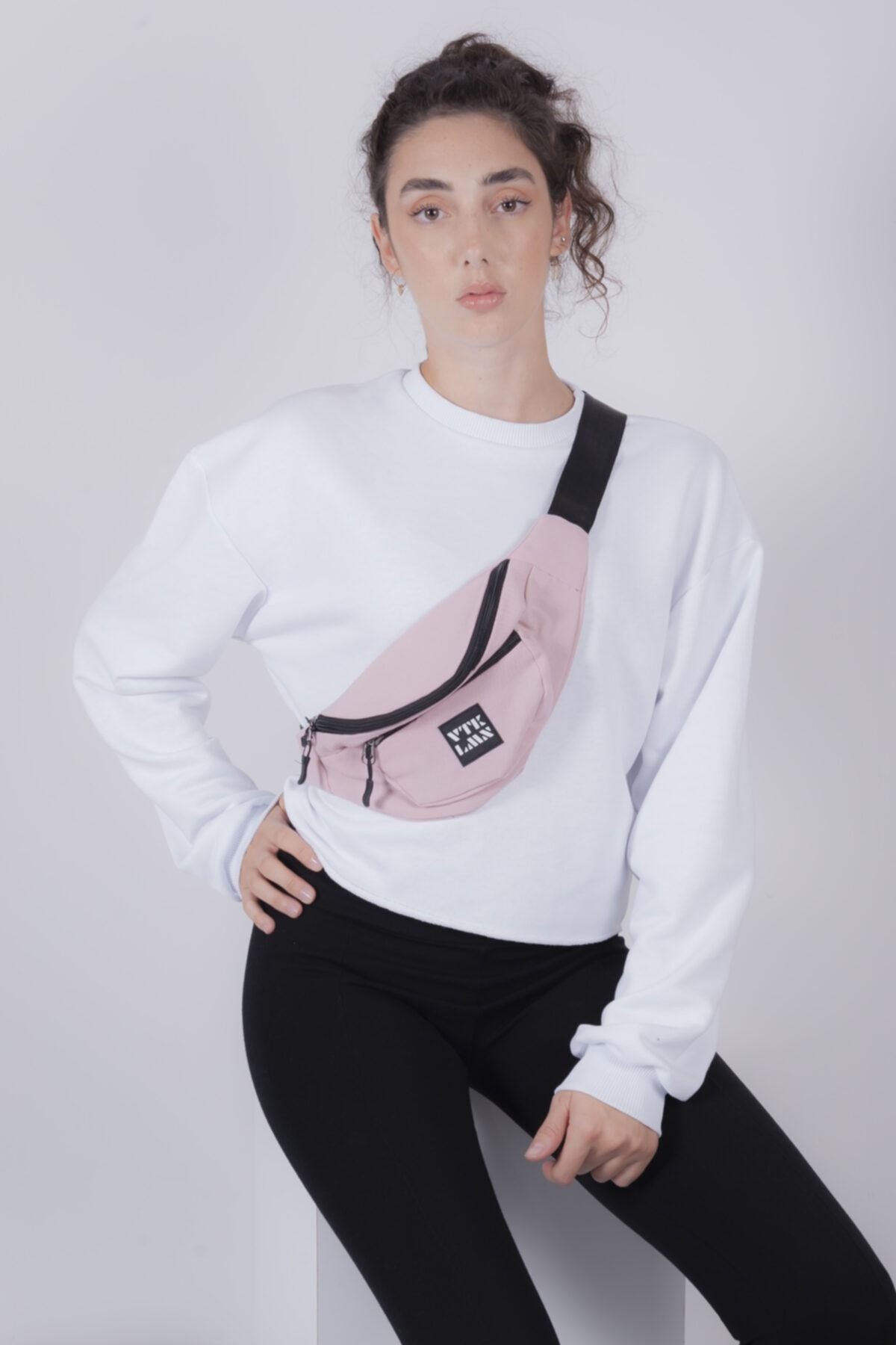 Unisex Omuz ve Bel Çantası - Pudra