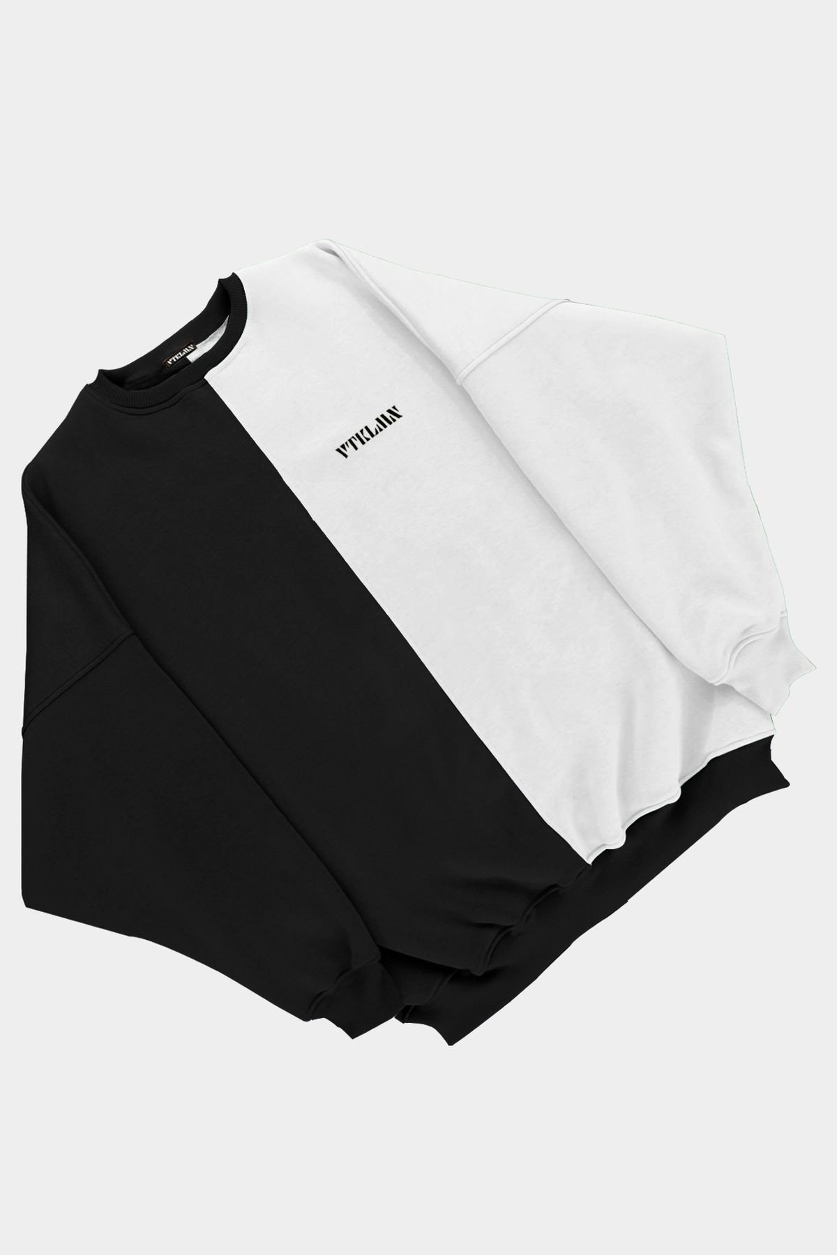 Kadın Erkek Renkli Sweatshirt - SİYAH-BEYAZ