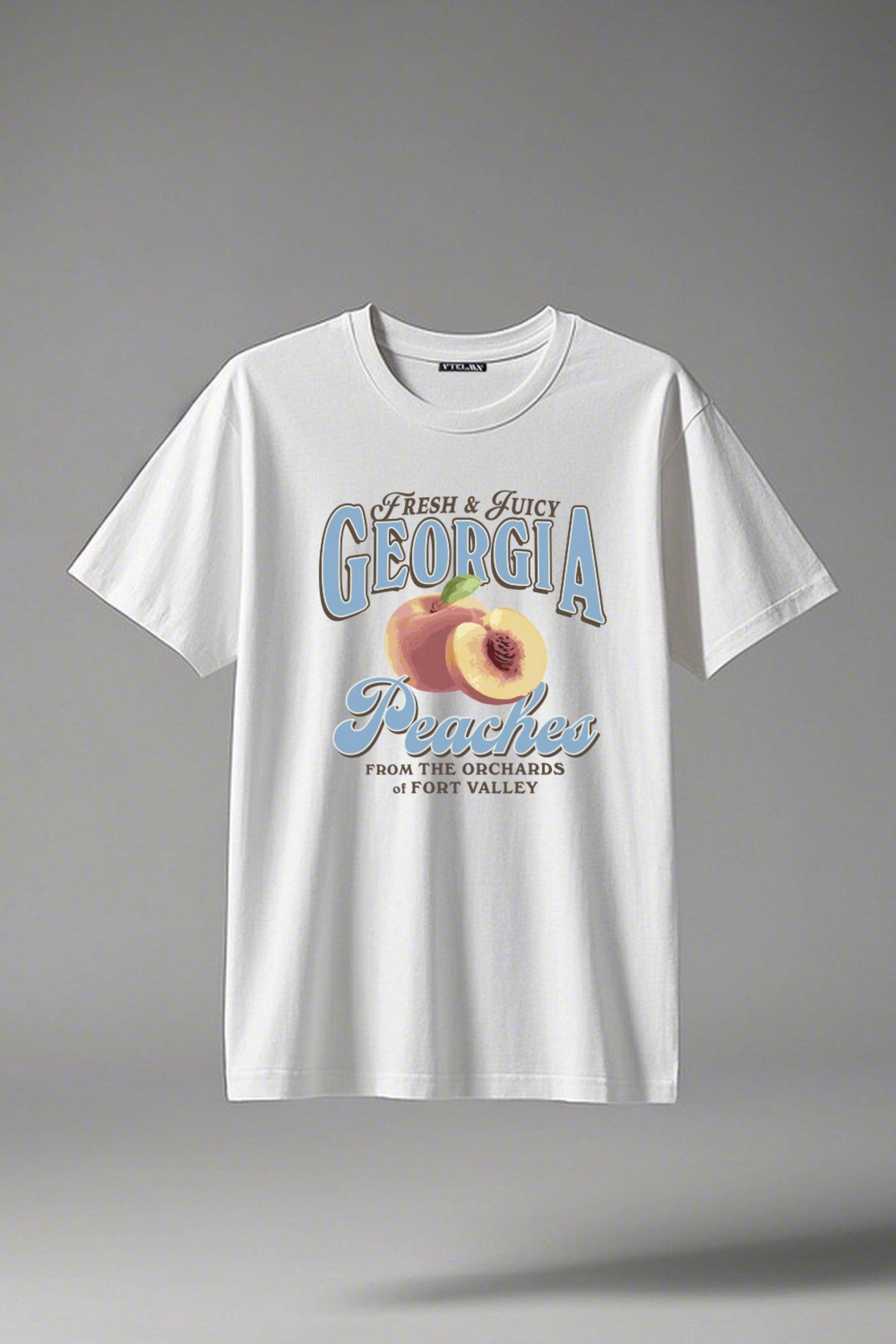 Unisex %100 Organik Pamuk Oversize Yuvarlak Yaka Baskılı T-shirt - Beyaz