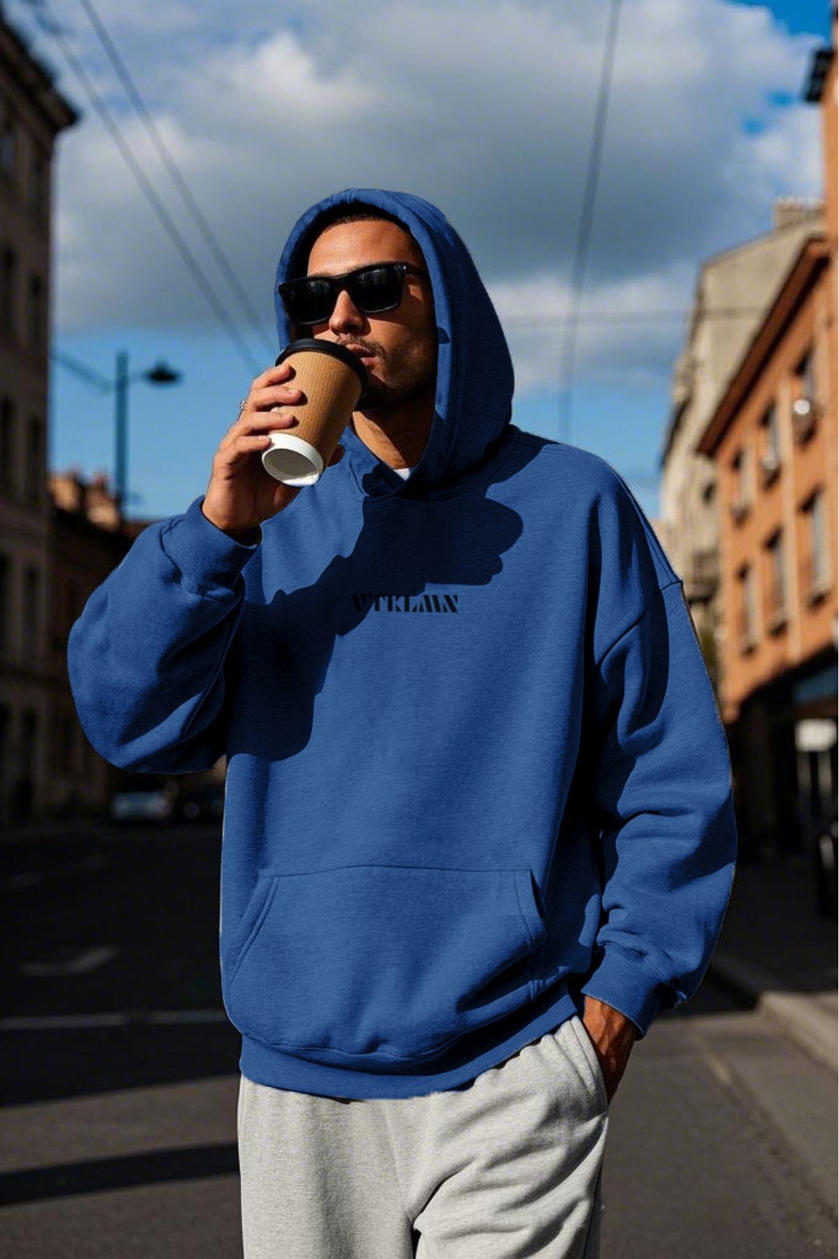 Kalın İçi Polarlı Oversize Kapüşonlu Hoodie Sweatshirt - Lacivert