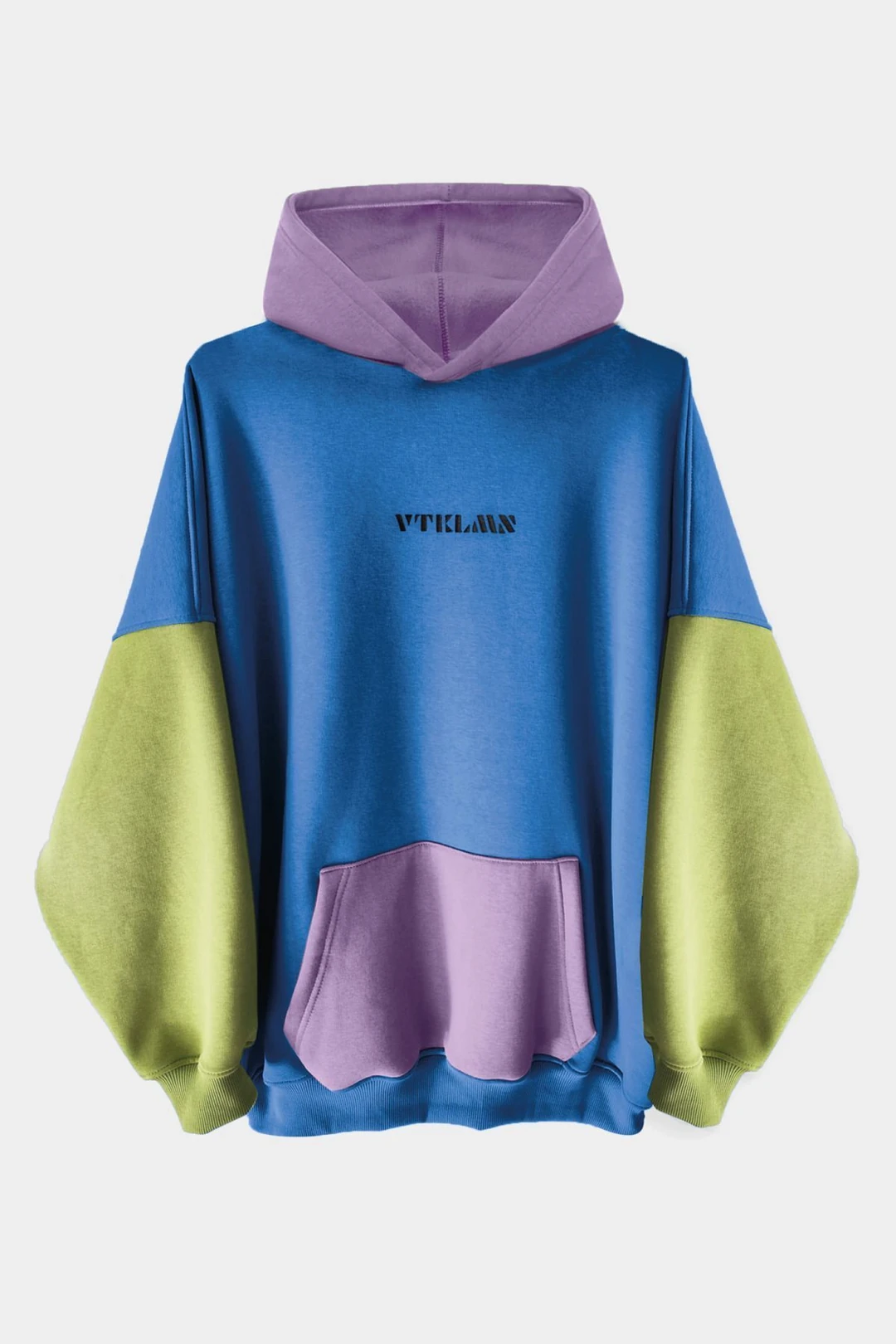 Kapüşonlu Hoodie Sweatshirt - Lacivert-Yeşil-Lila