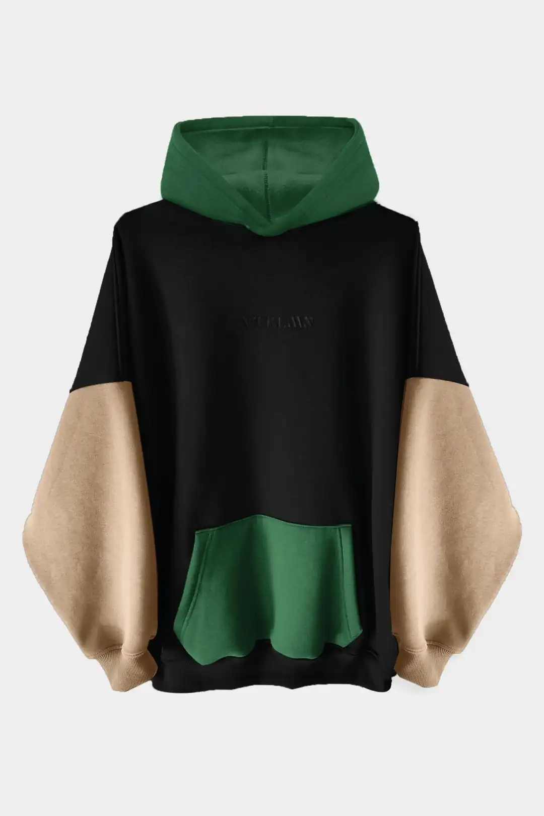 Kapüşonlu Hoodie Sweatshirt - Siyah-Kahve-Haki