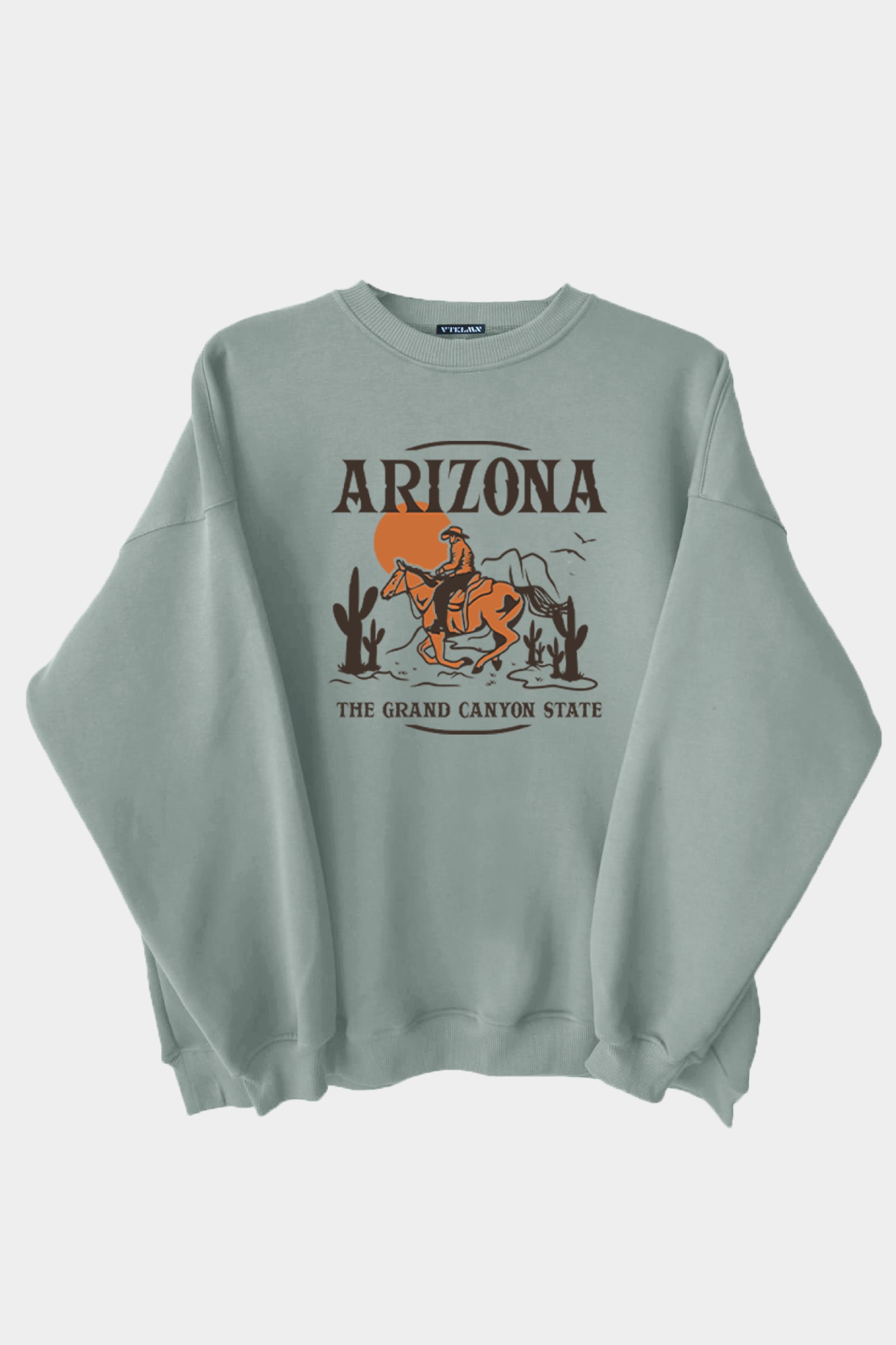 Arizona Baskılı Unisex Kalın Içi Polarlı Oversize Sweatshirt - Açık Yeşil