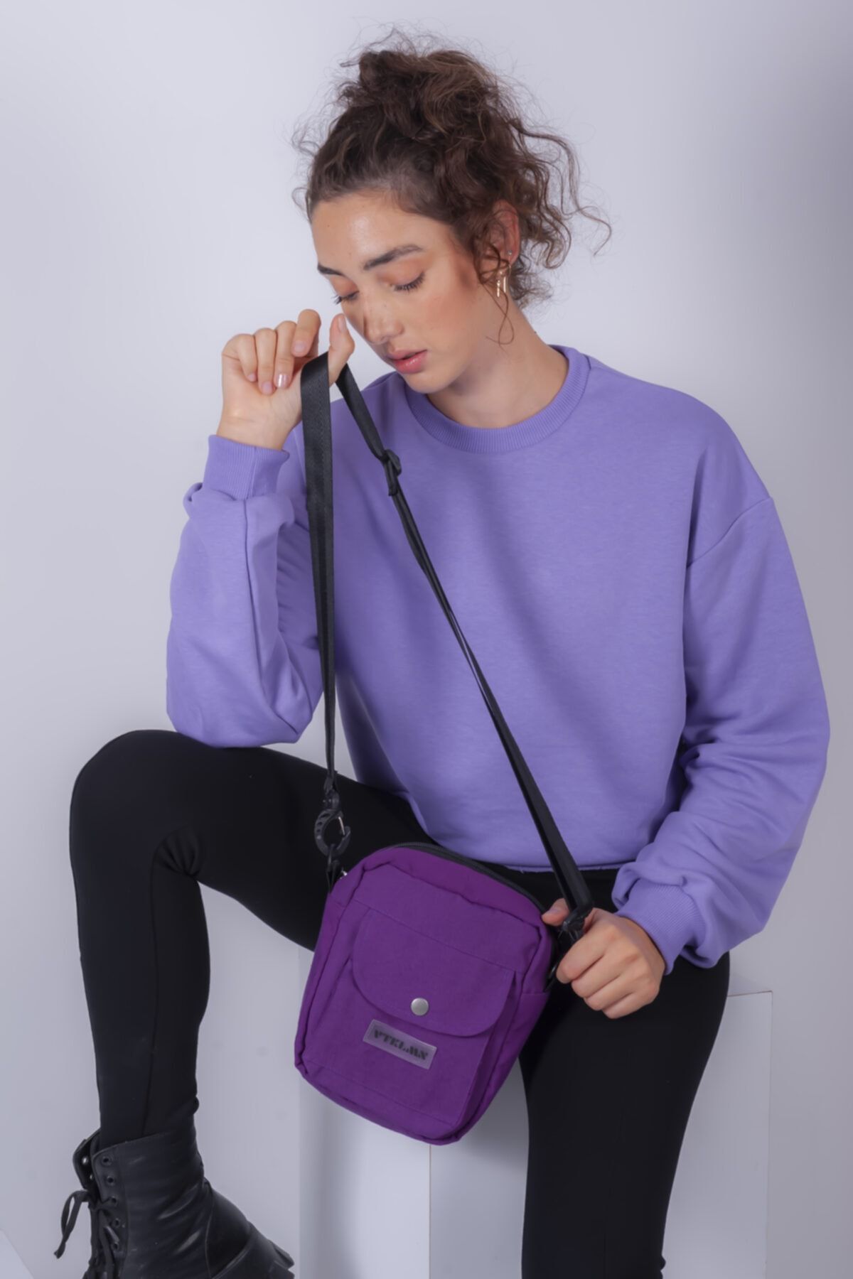 Askılı Omuz Çantası - Purple