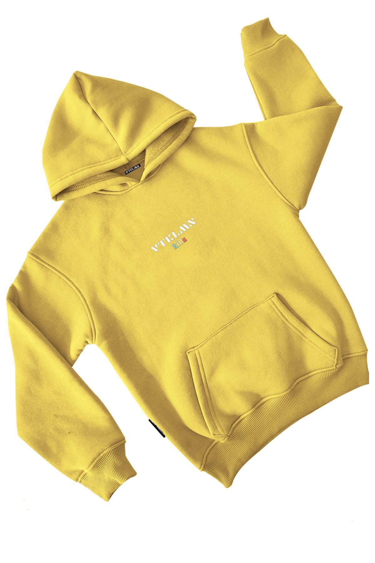 Erkek / Kız Çocuk Kalın İçi Polarlı Kapüşonlu Hoodie Sweatshirt - Yellow