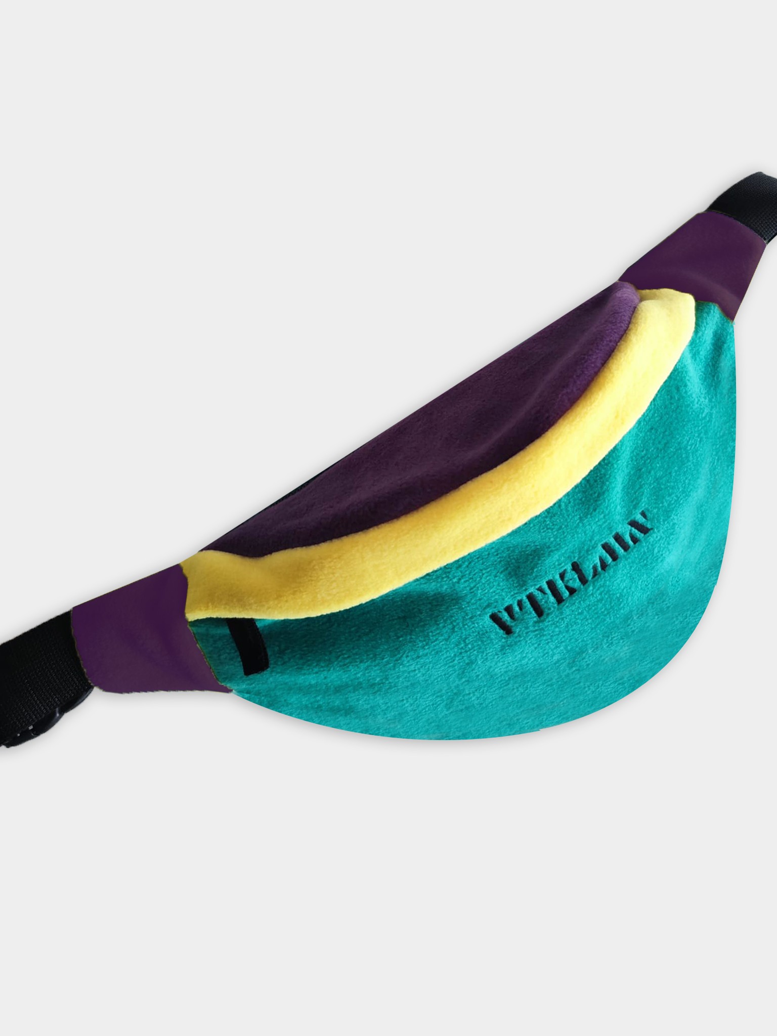 Unisex Fleece Shoulder And Waist Bag - Green Yellow Purple