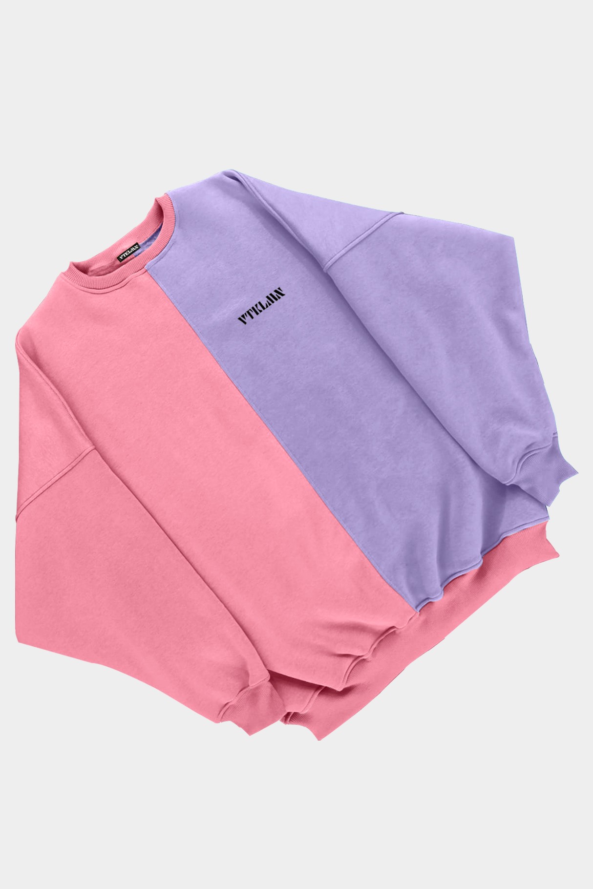  Kadın Erkek Renkli Sweatshirt - Pembe Lila