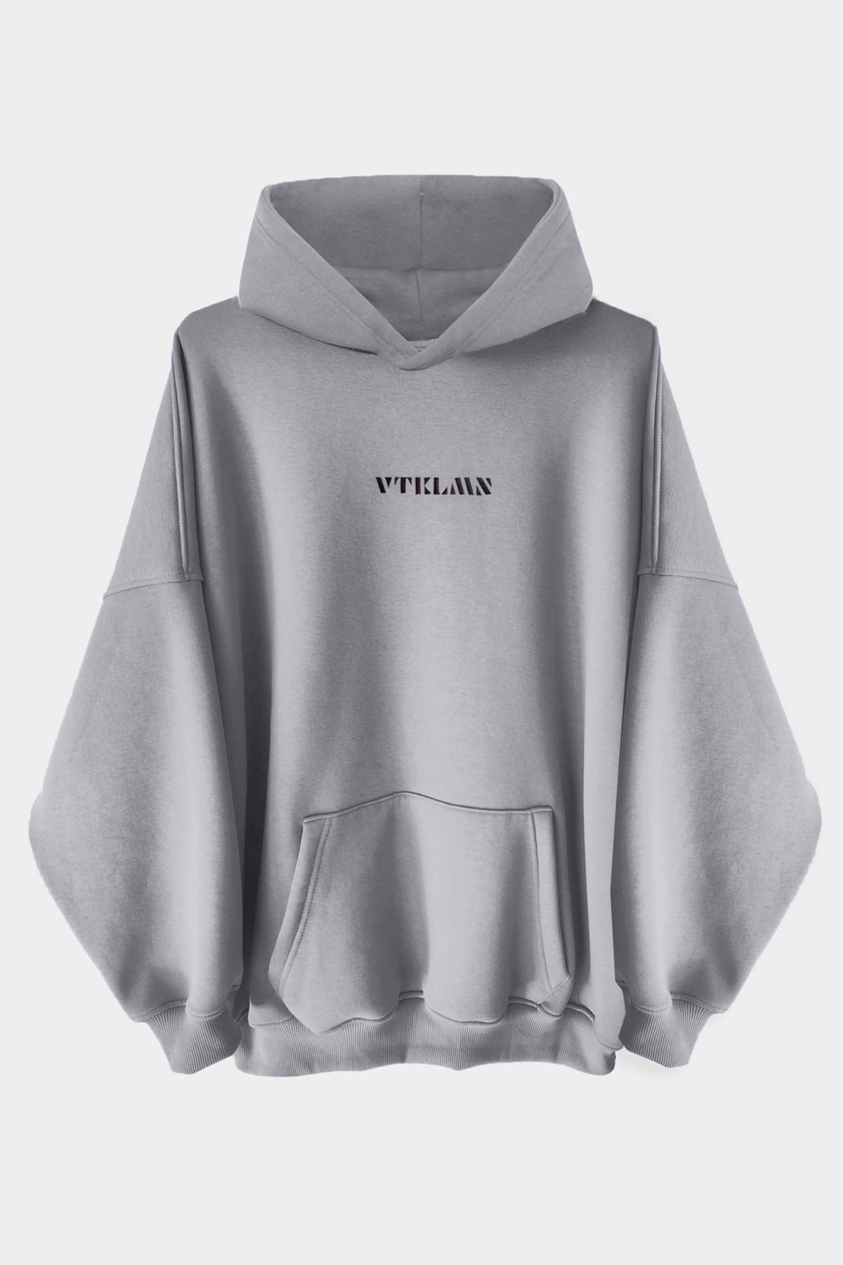 Kalın İçi Polarlı Oversize Kapüşonlu Hoodie Sweatshirt - Gri