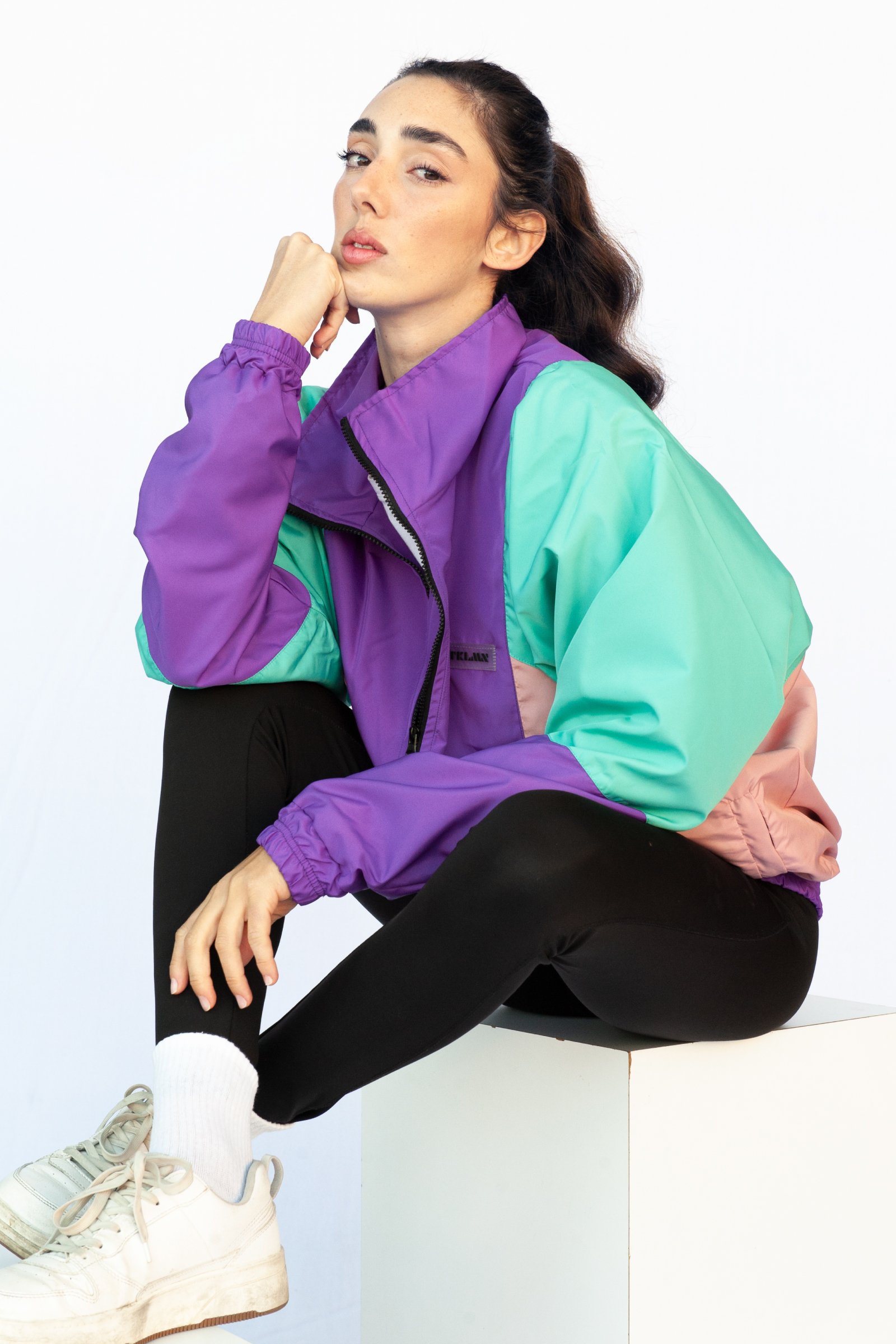 Unisex Bomber Ceket - Mor Mint Pembe