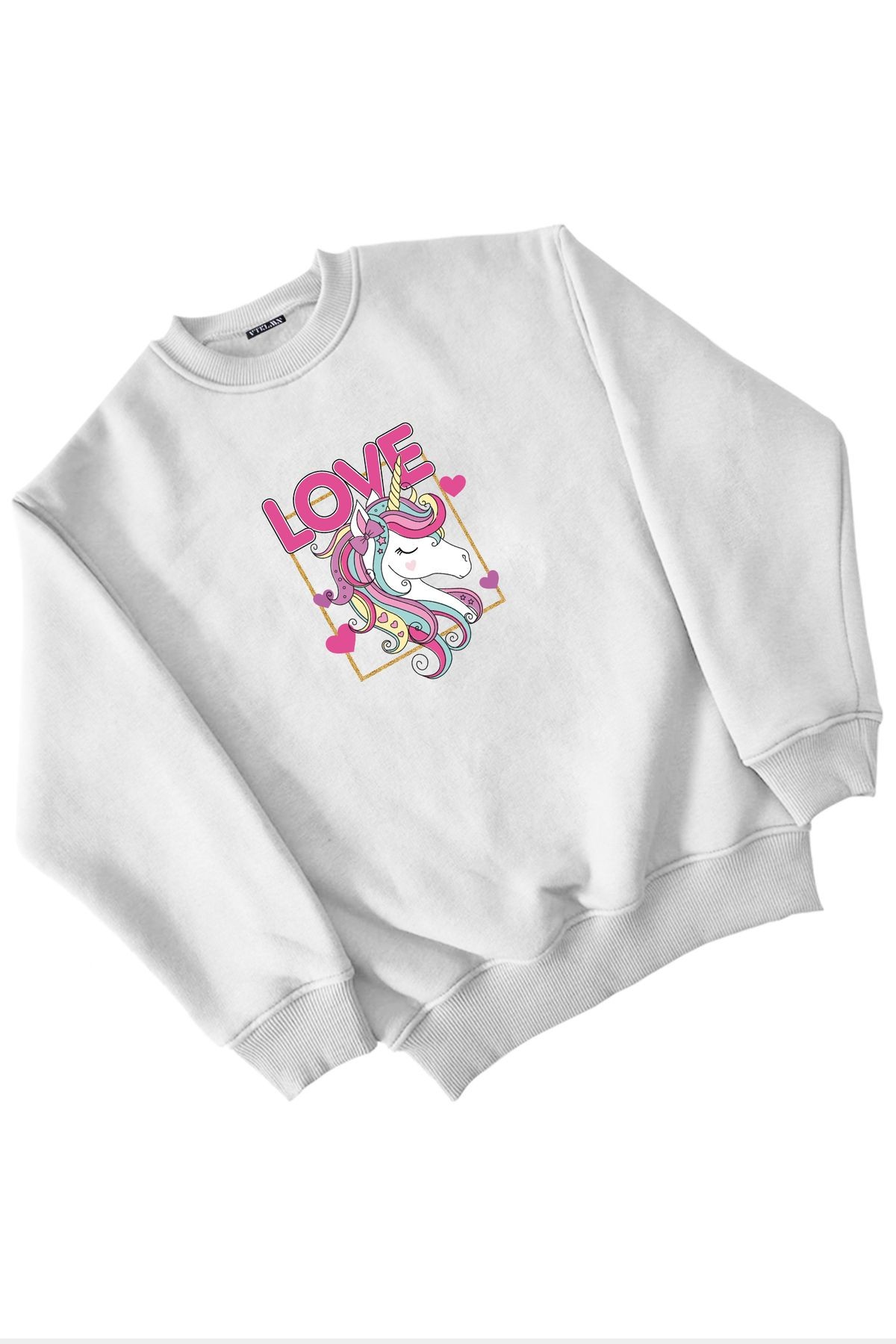 Love Unicorn Baskılı Kız Erkek Çocuk Sweatshirt