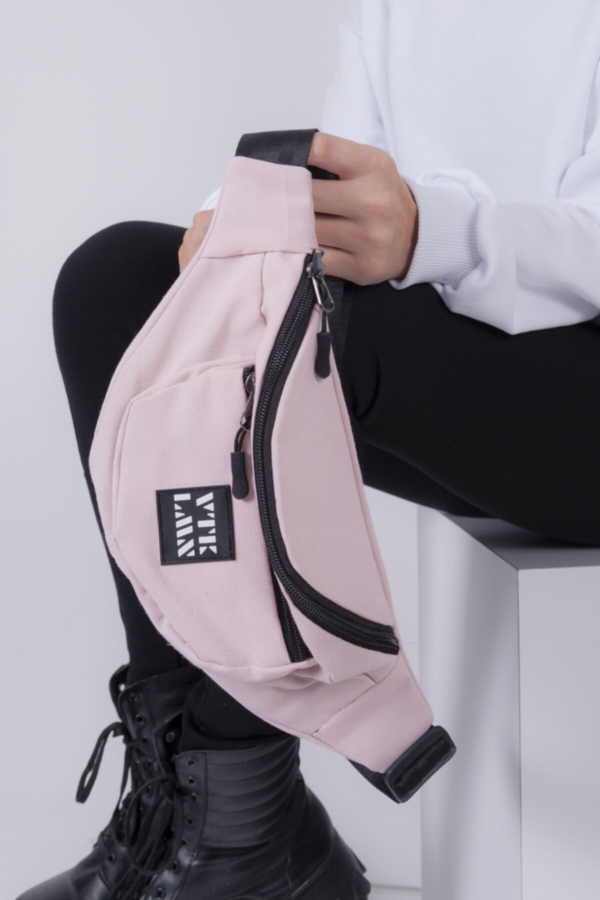 Unisex Omuz ve Bel Çantası - Pudra