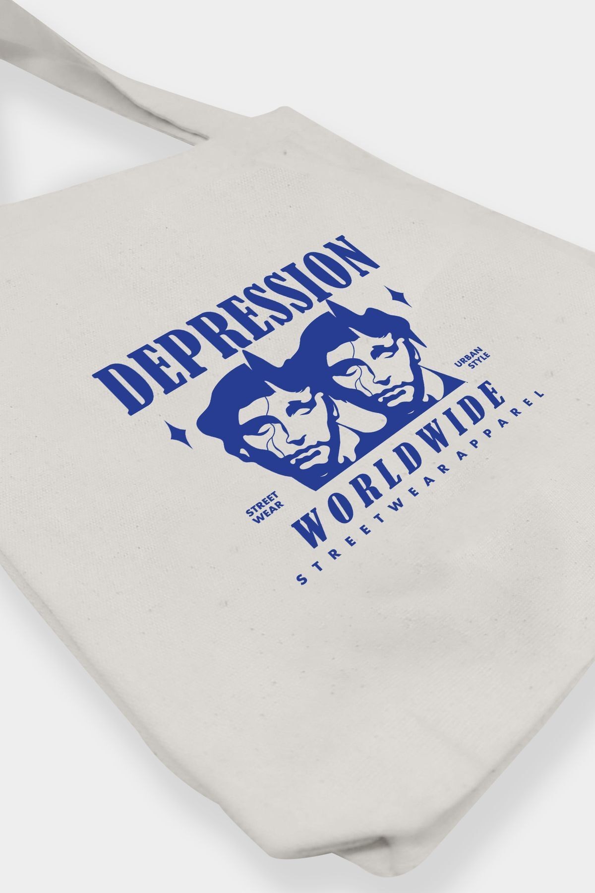 Bezji Depression Baskılı Kanvas Bez Çanta Tote Bag