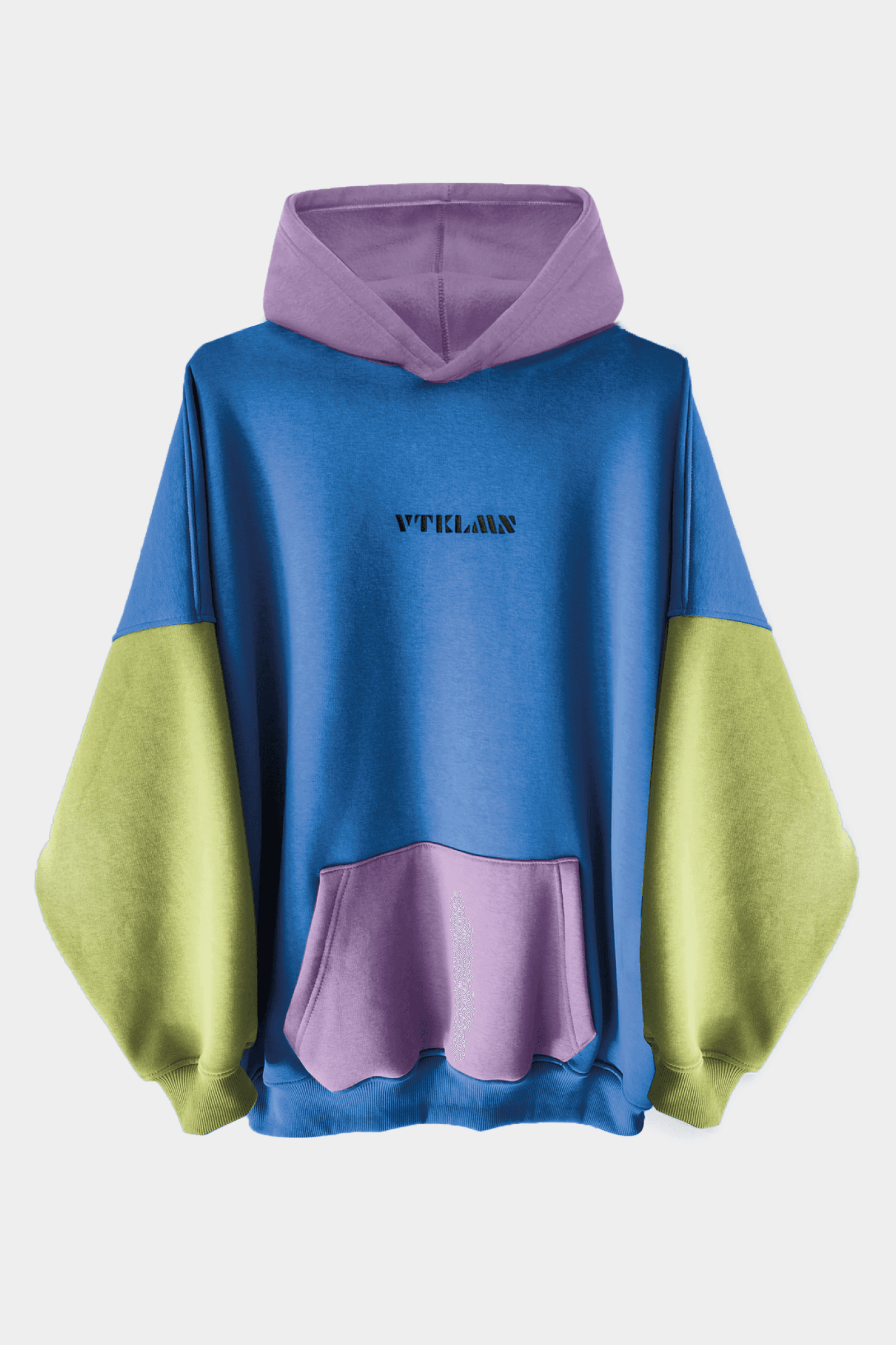 Renkli Hoodie Sweatshirt - Lacivert Yeşil Lila