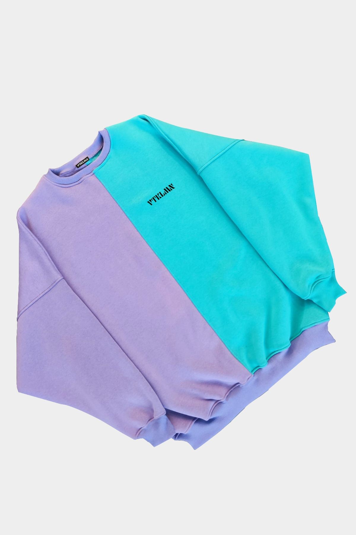 Kadın Erkek Renkli Sweatshirt - LİLA-TURKUAZ