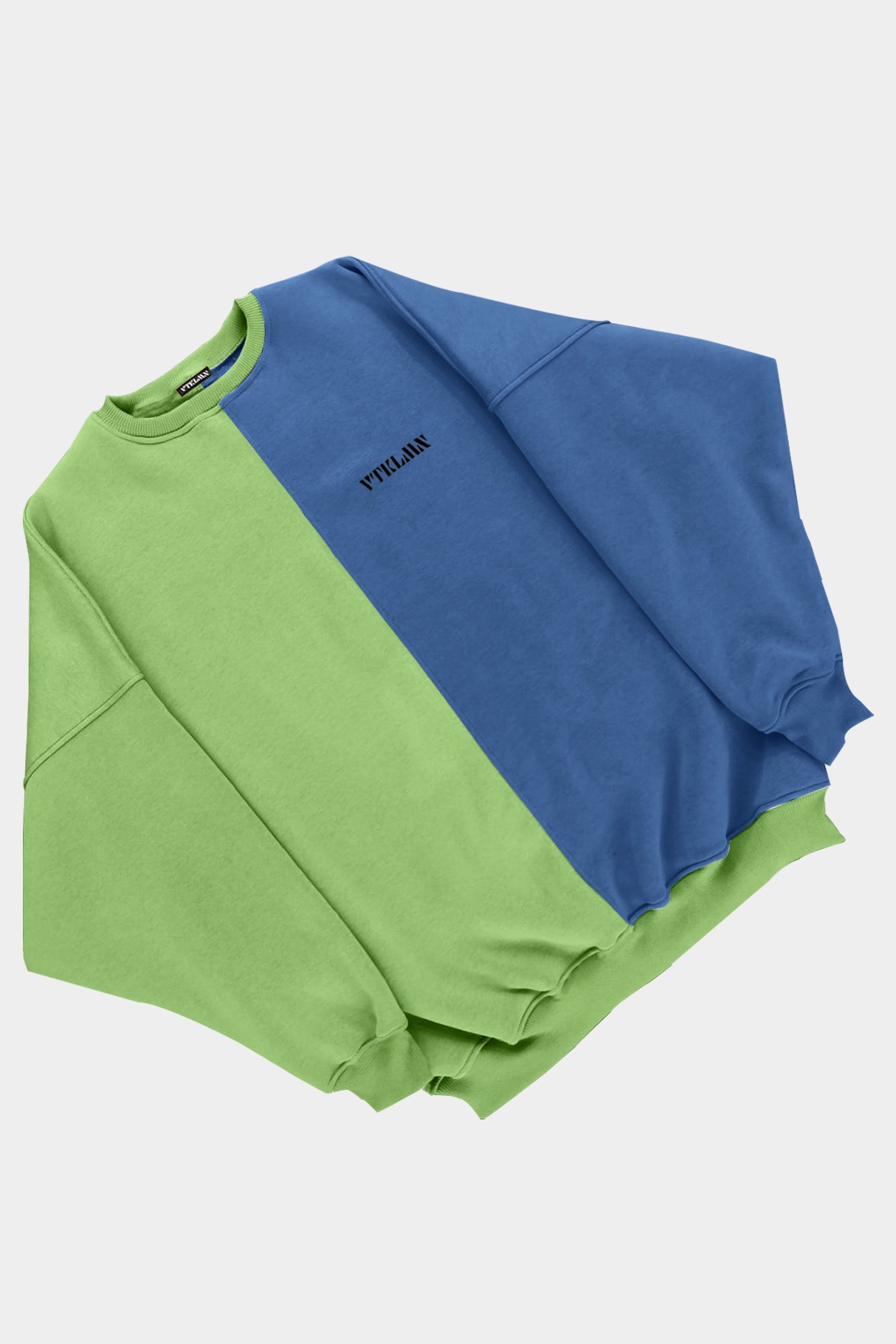  Kadın Erkek Renkli Sweatshirt - Yeşil Lacivert