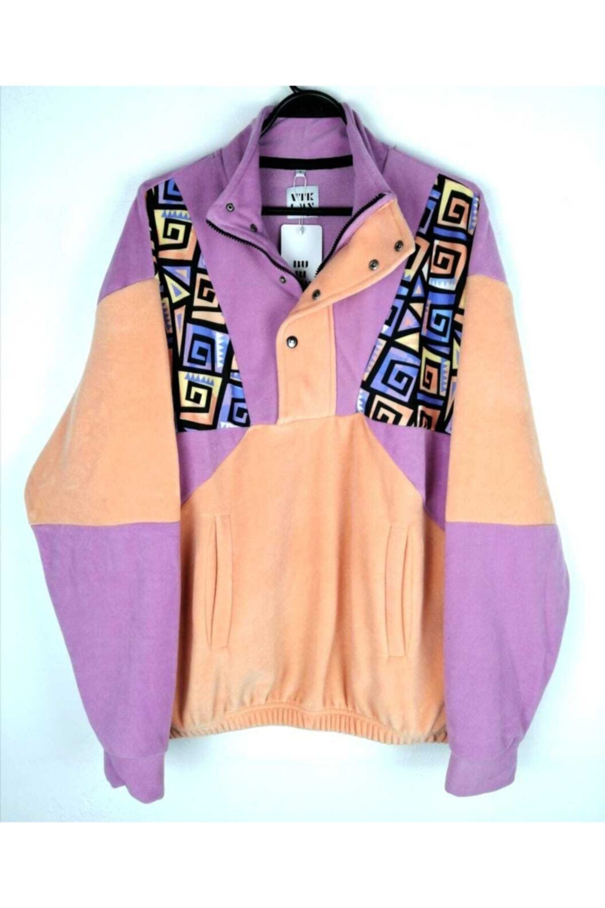 Kadın Erkek Yarım Fermuarlı Polar Sweatshirt - LİLA-SOMON