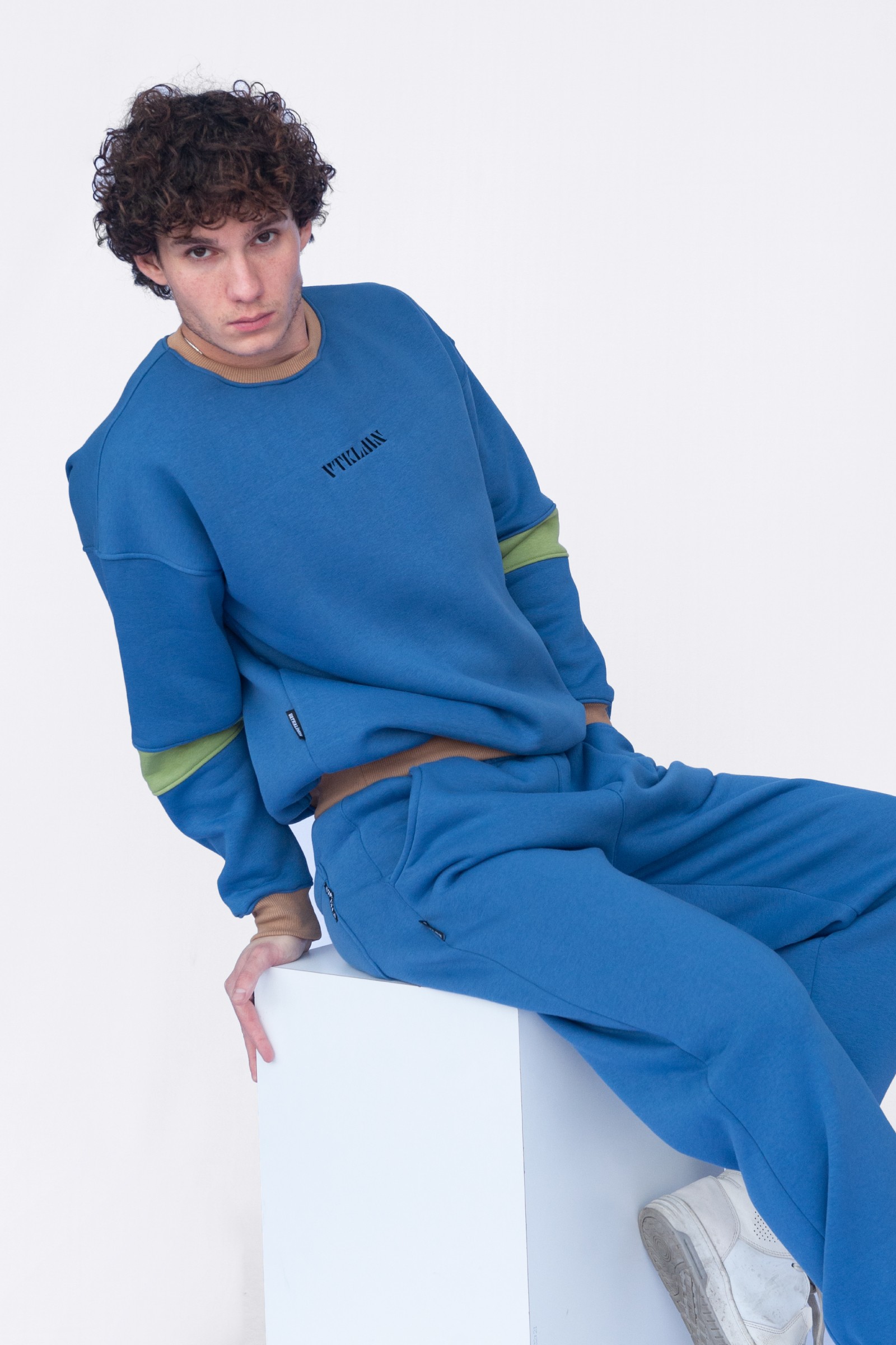 Kadın Erkek Renkli Oversize Sweatshirt - Lacivert Renkli