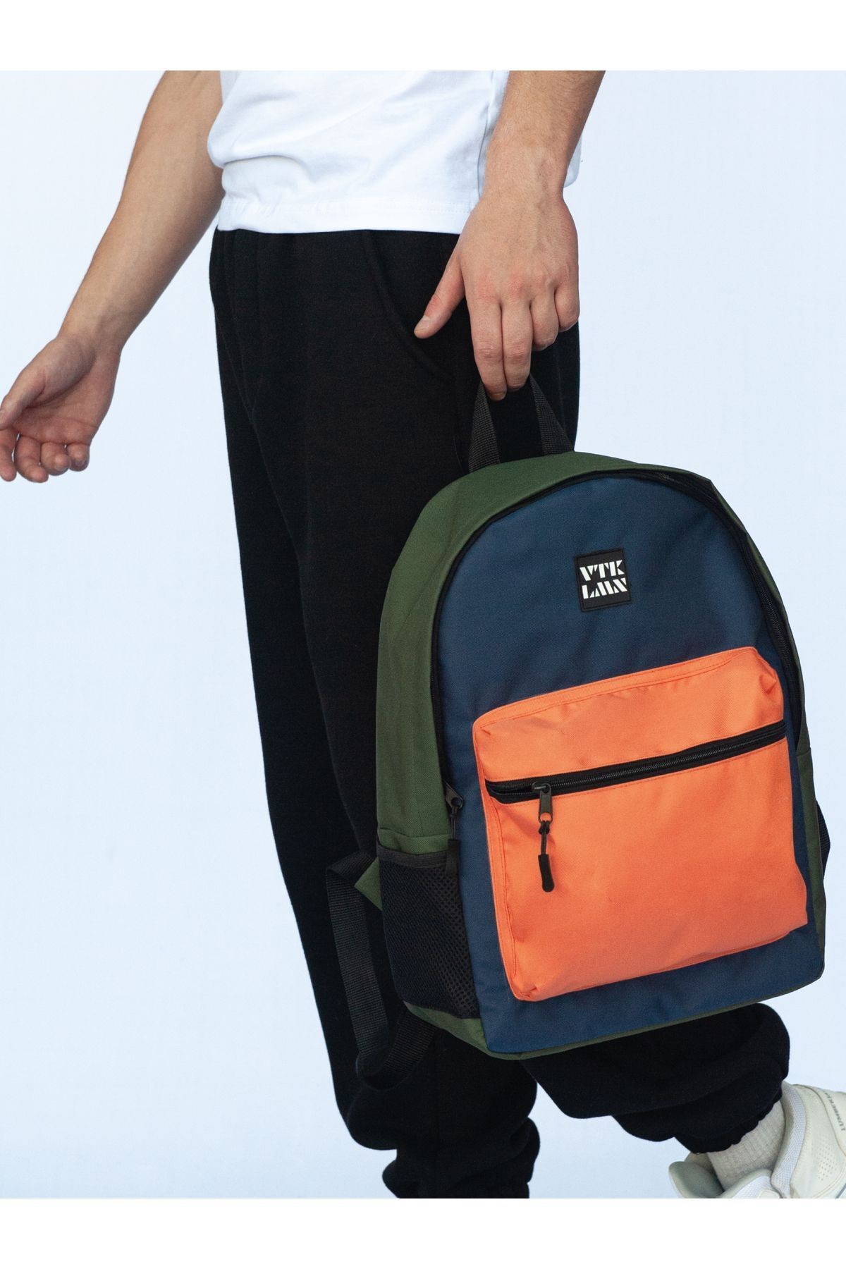 Unisex Okul ve Sırt Çantası - Turuncu-Lacivert-Haki