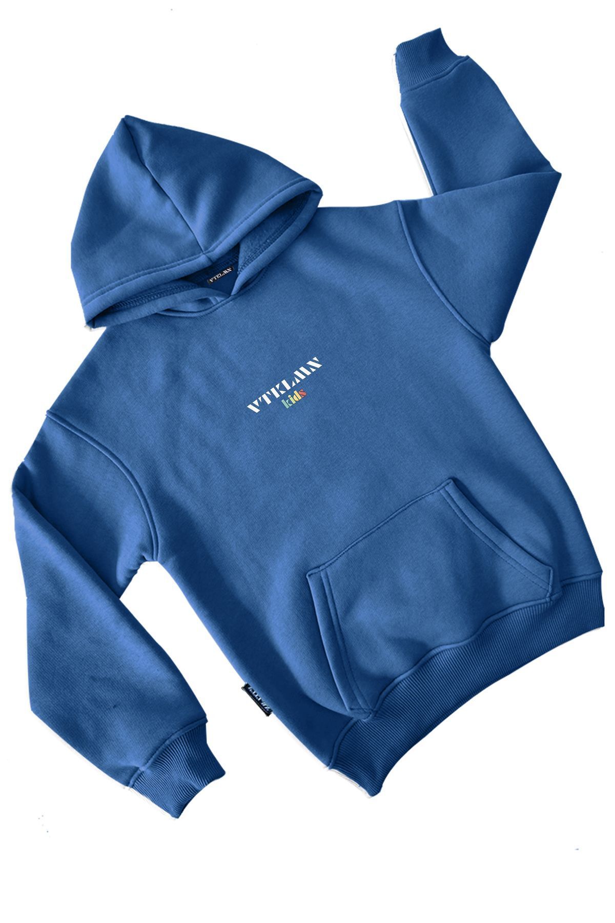 Erkek / Kız Çocuk Kalın İçi Polarlı Kapüşonlu Hoodie Sweatshirt - Navy Blue