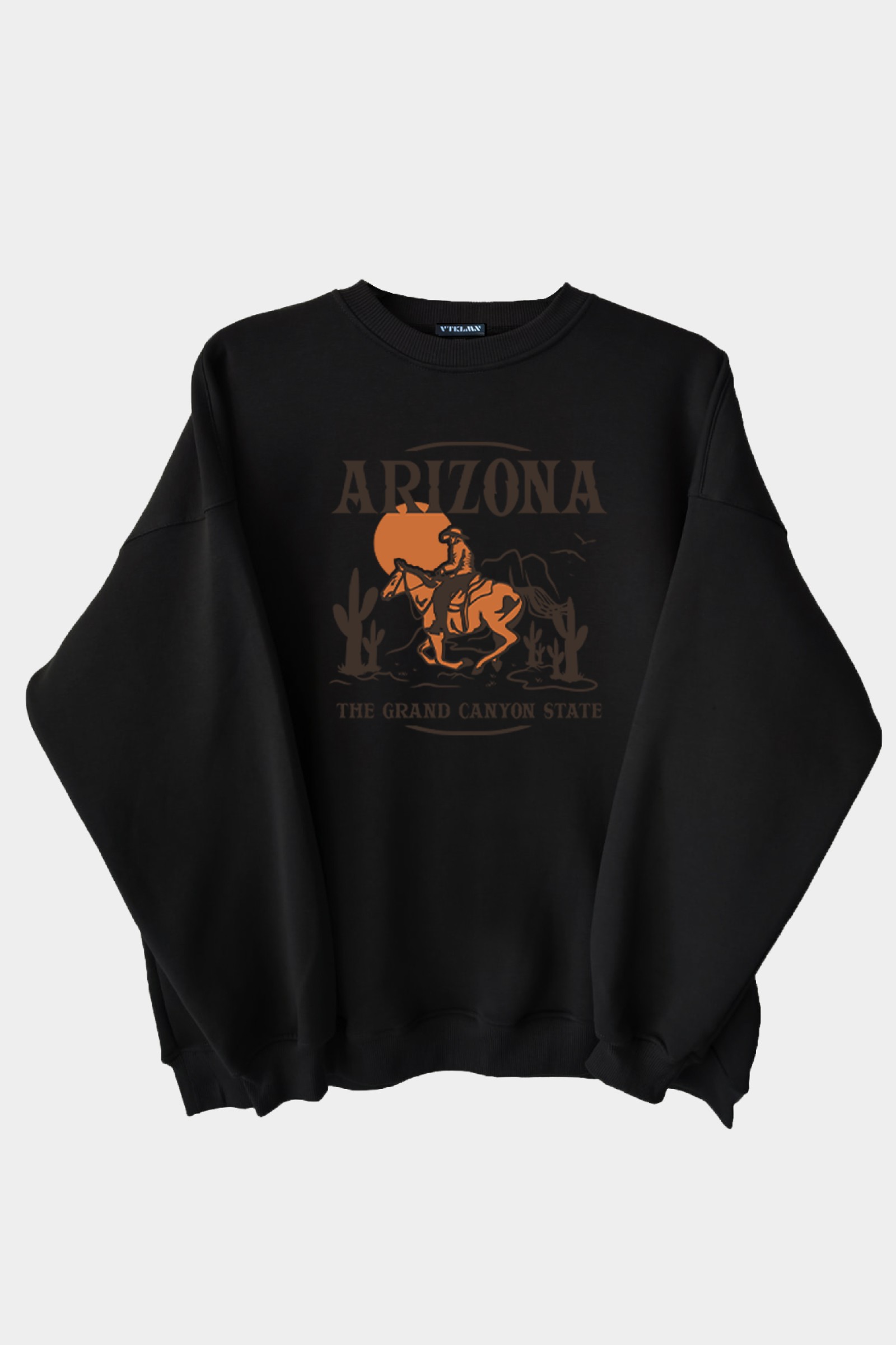 Arizona Baskılı Unisex Kalın Içi Polarlı Oversize Sweatshirt - Siyah